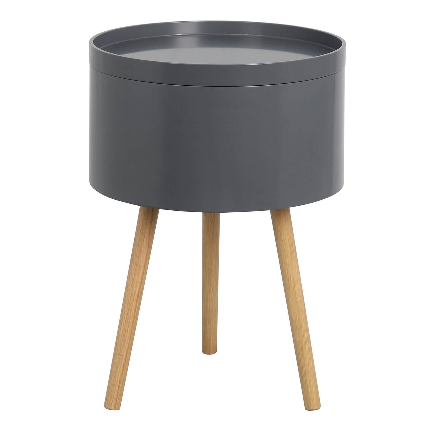 Storage Tray Side Table Dark Grey Homebase