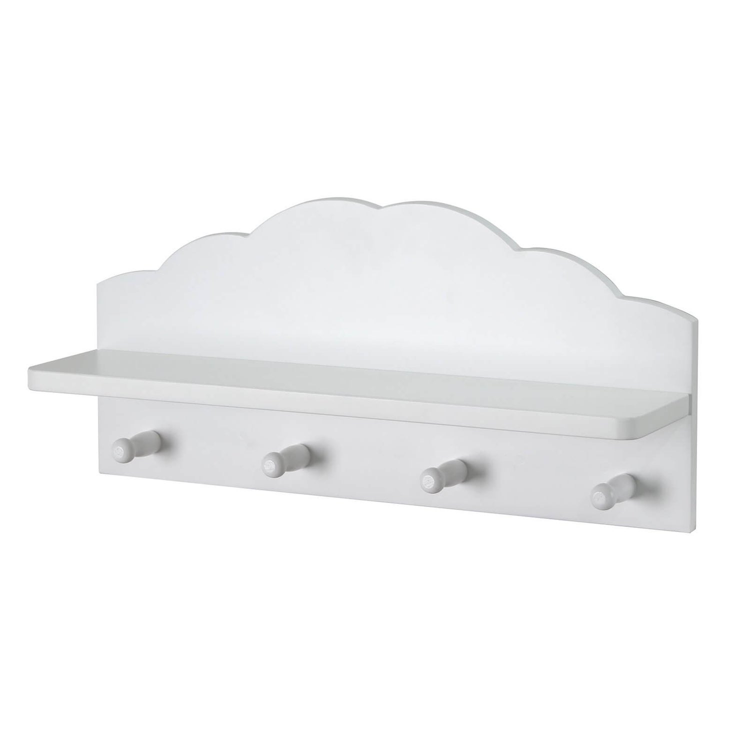 Kids Cloud Floating Shelf with Hooks White Homebase