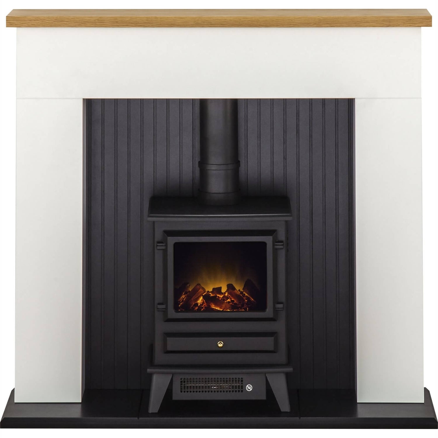 Adam Innsbruck in White & Black with Hudson Electric Stove in Black