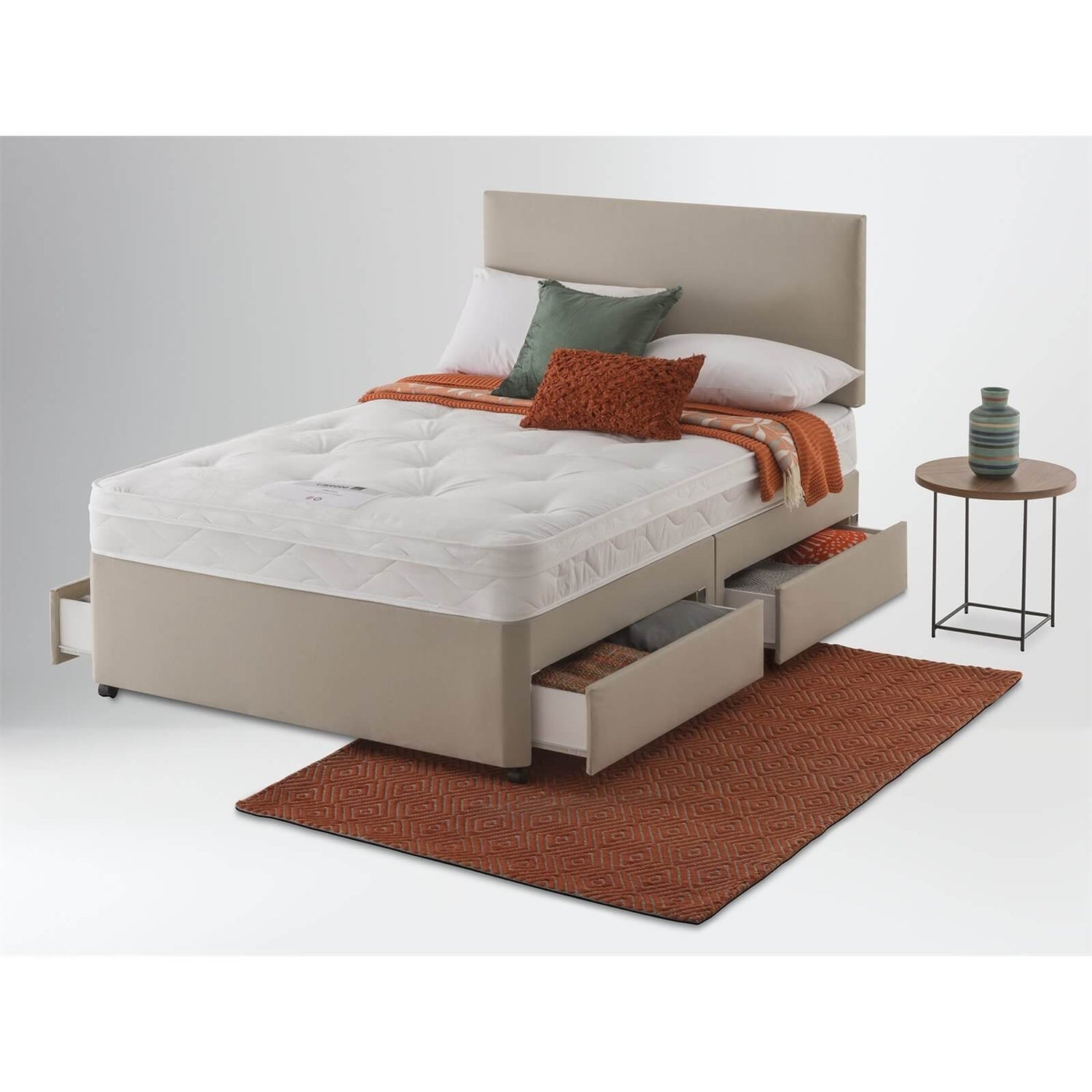 Layzee by Silentnight Ortho Divan Bed 4 Drawer Sandstone Double