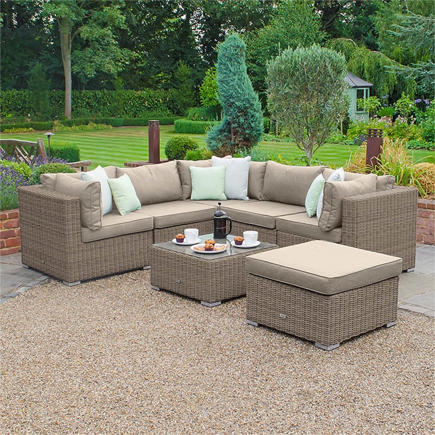 Nova Chester Rattan Corner Sofa Set in Natural Homebase