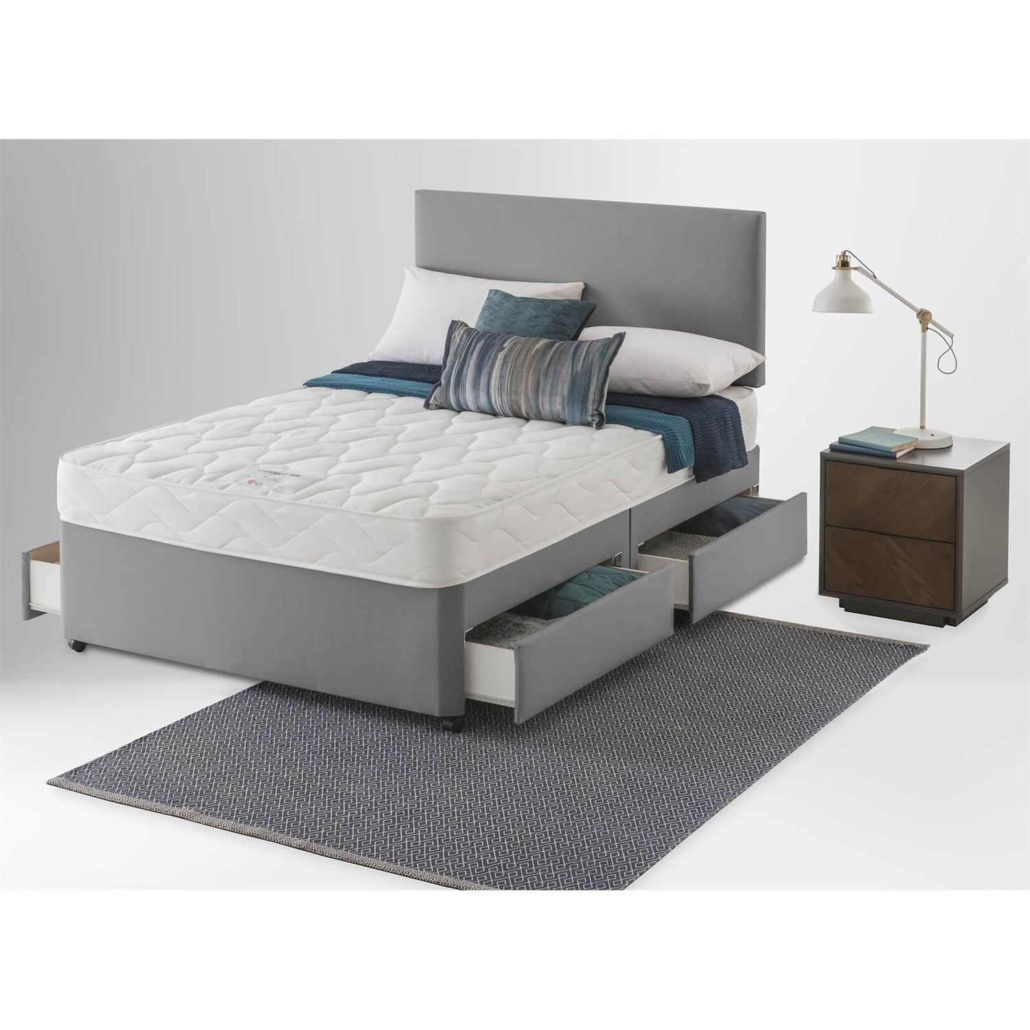 Layezee by Silentnight Bonnell Divan Bed 2 Drawer Slate Grey Single