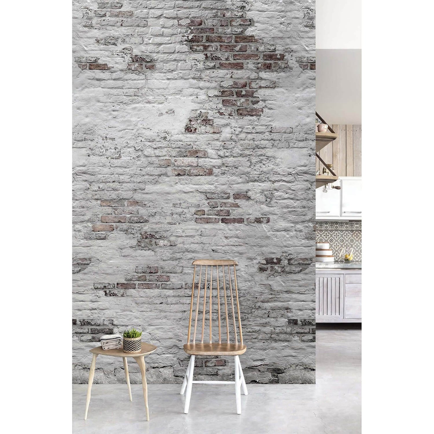Grandeco Bricks Mid Grey Digital Wallpaper Mural Homebase