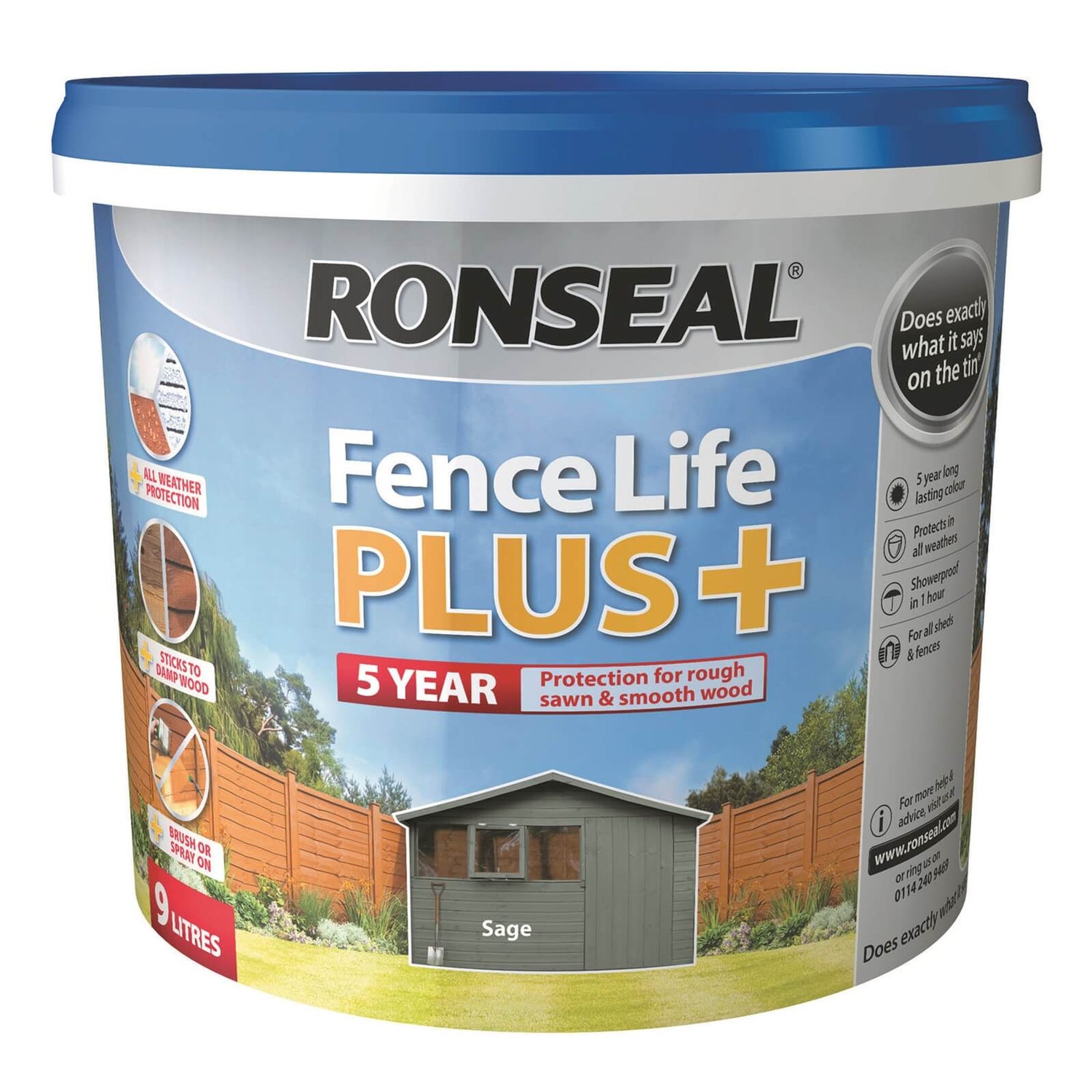 Ronseal Fence Life Plus 9L Sage Homebase