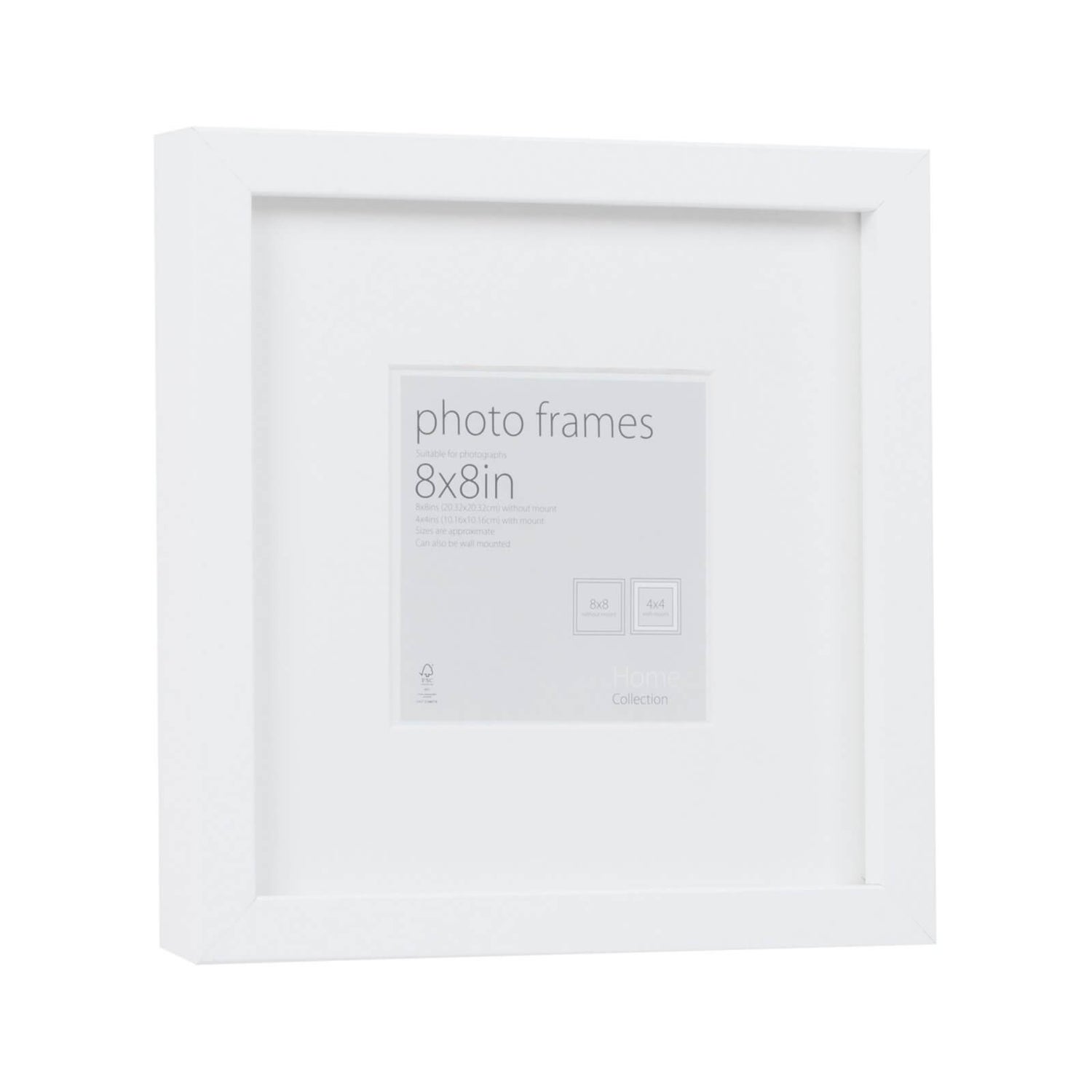 Photo Frame White 8 x 8 with 4 x 4 Mount Aperture Homebase