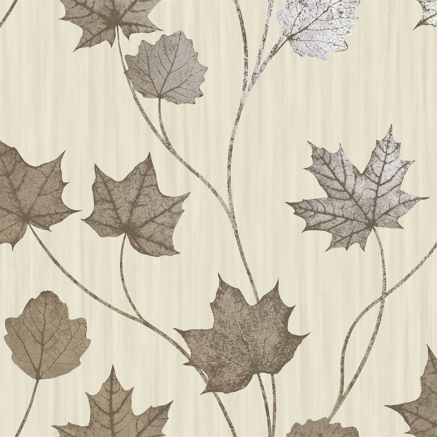 Holden Decor Maple Leaf Smooth Metallic Beige Wallpaper Homebase
