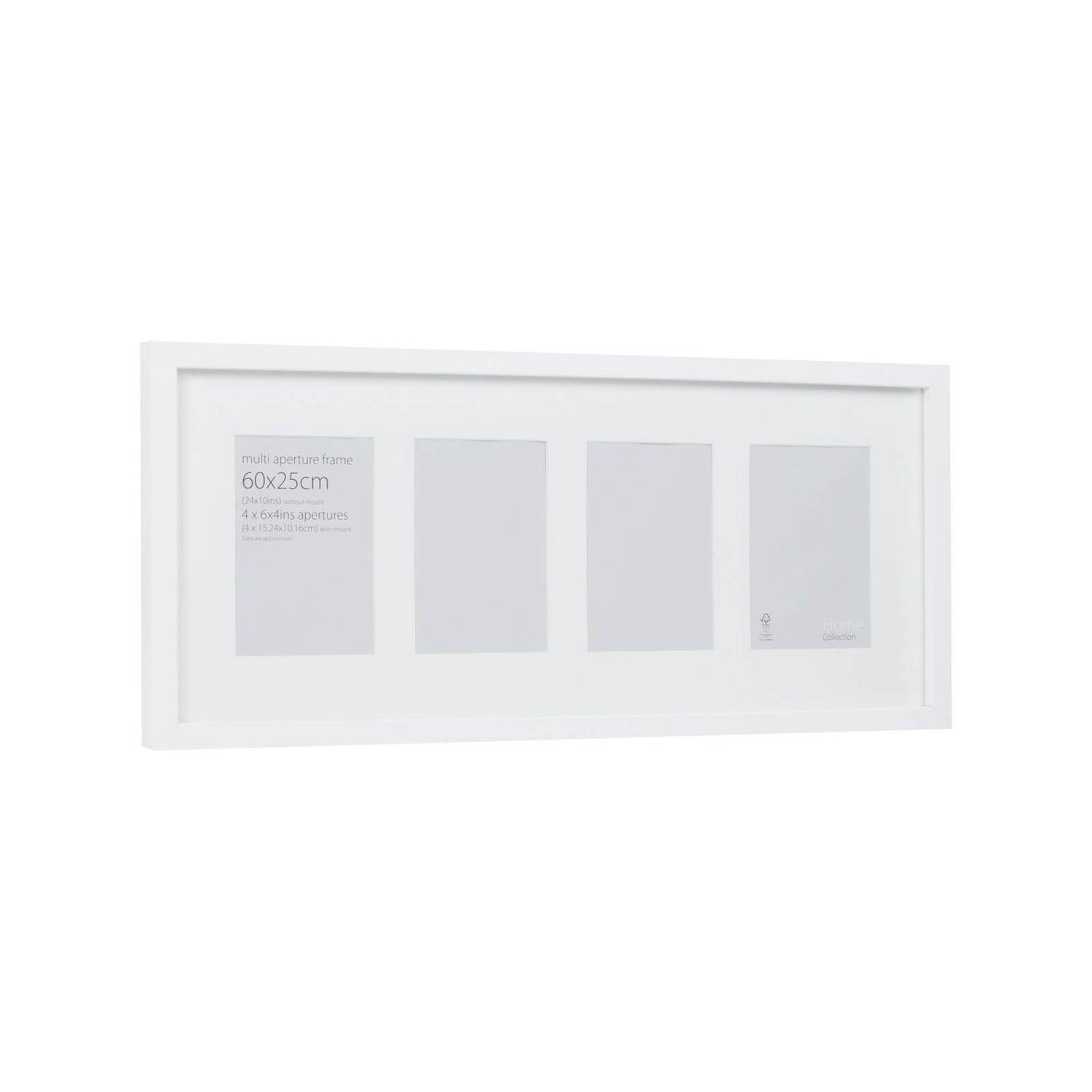 Multi Aperture Photo Frame Block White 60 x 25cm Homebase