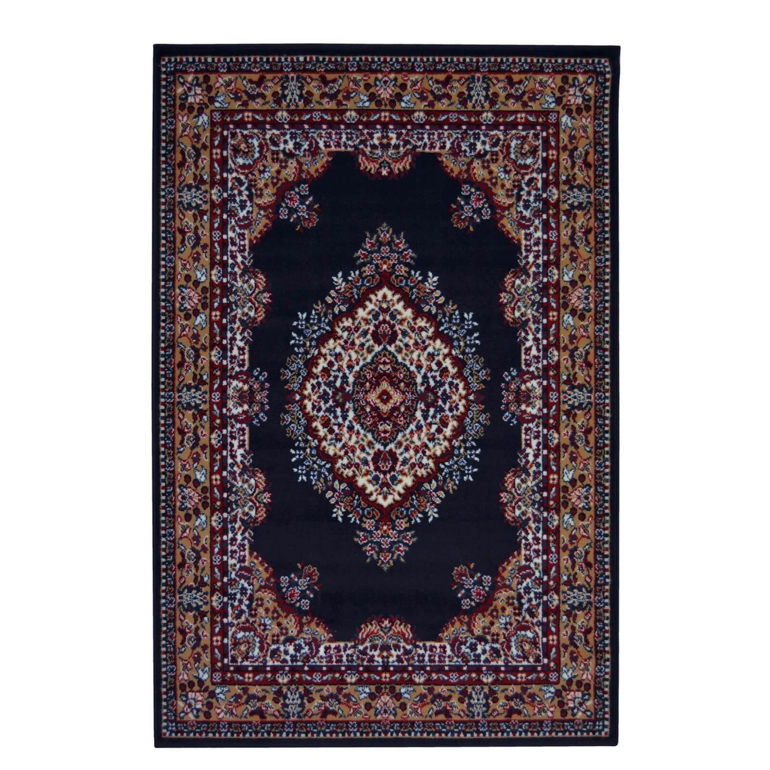 Maestro Medallion Navy Rug 200 x 290cm Homebase