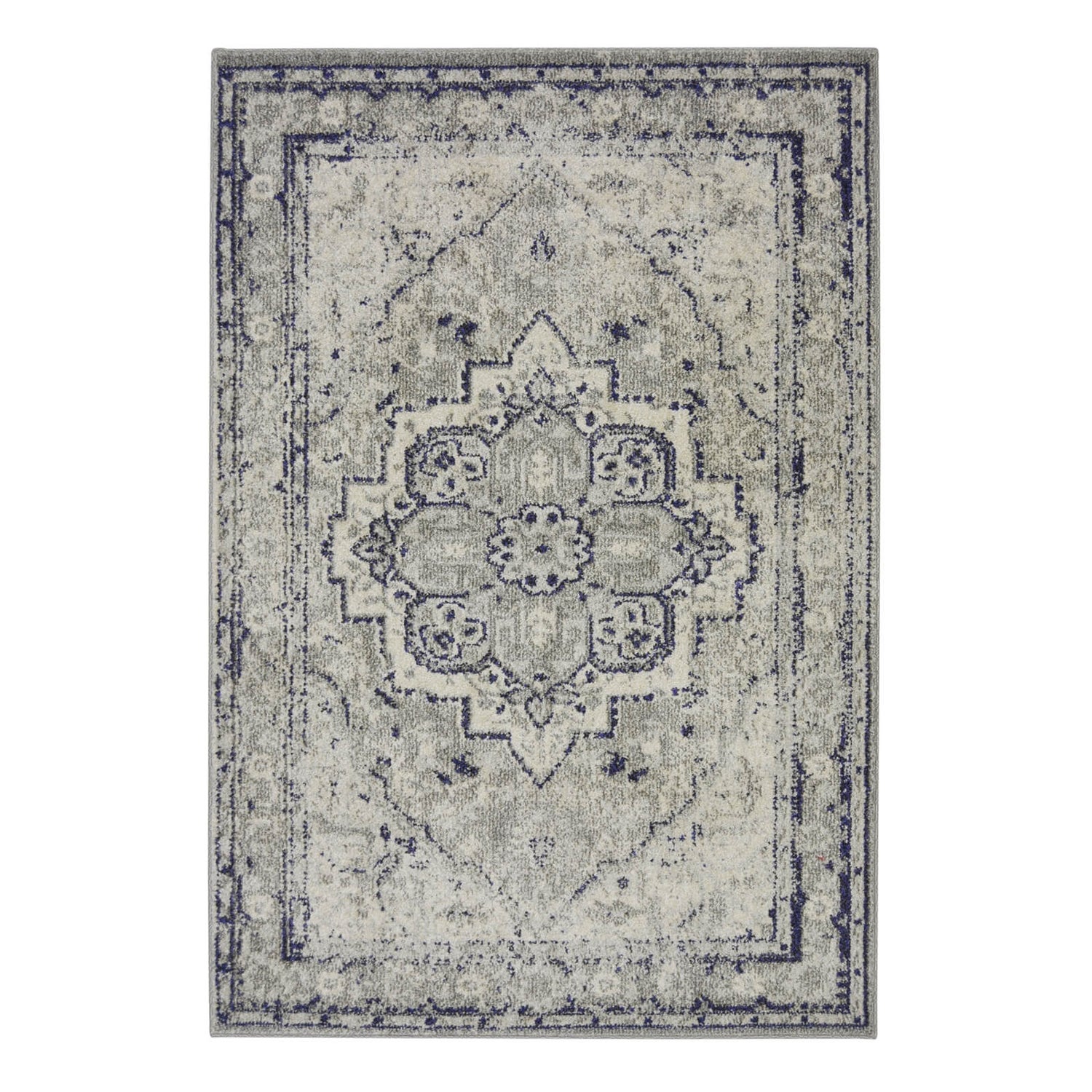 Villa Medallion Blue Rug 120 x 170cm Homebase