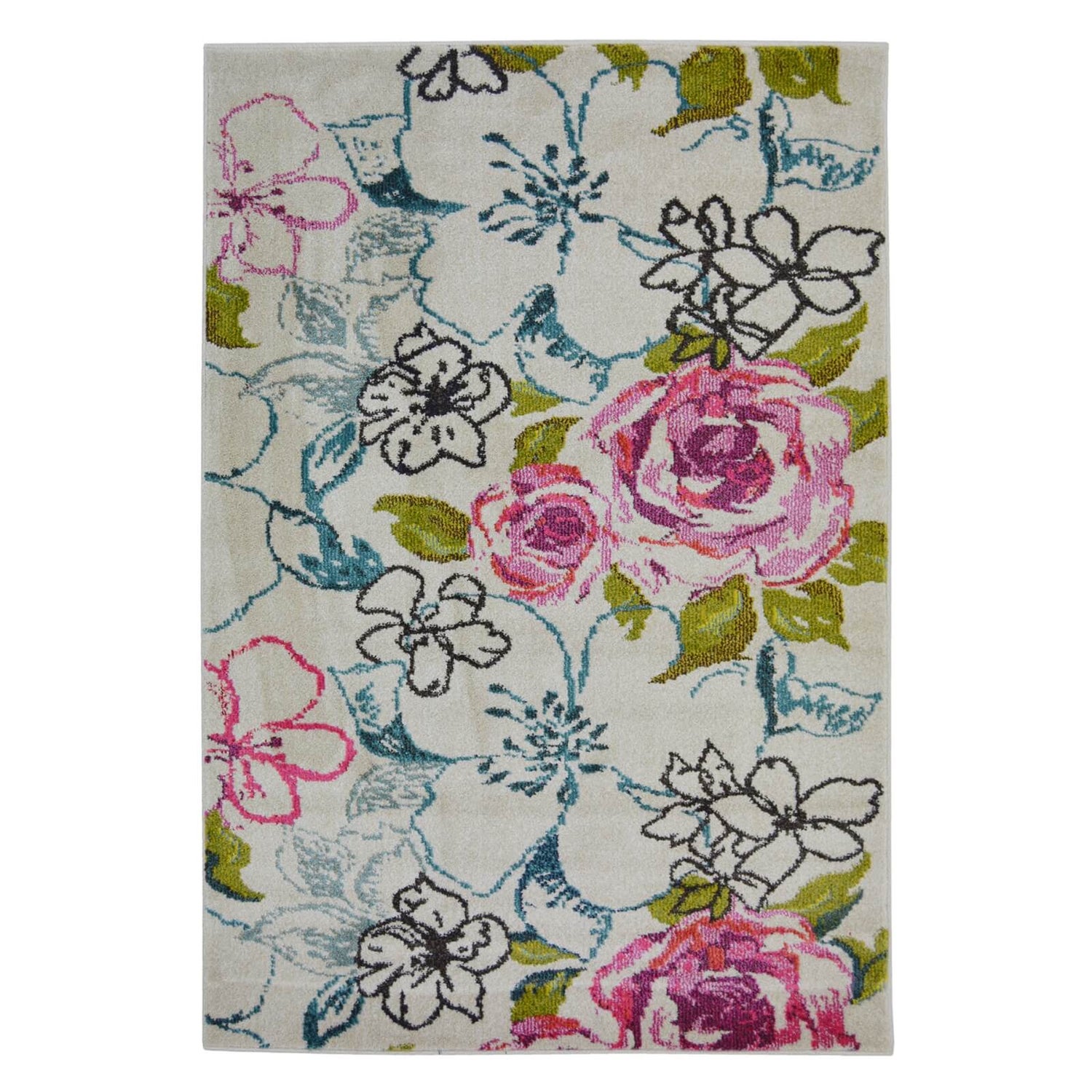 Villa Multi Floral Rug 120 x 170cm Homebase