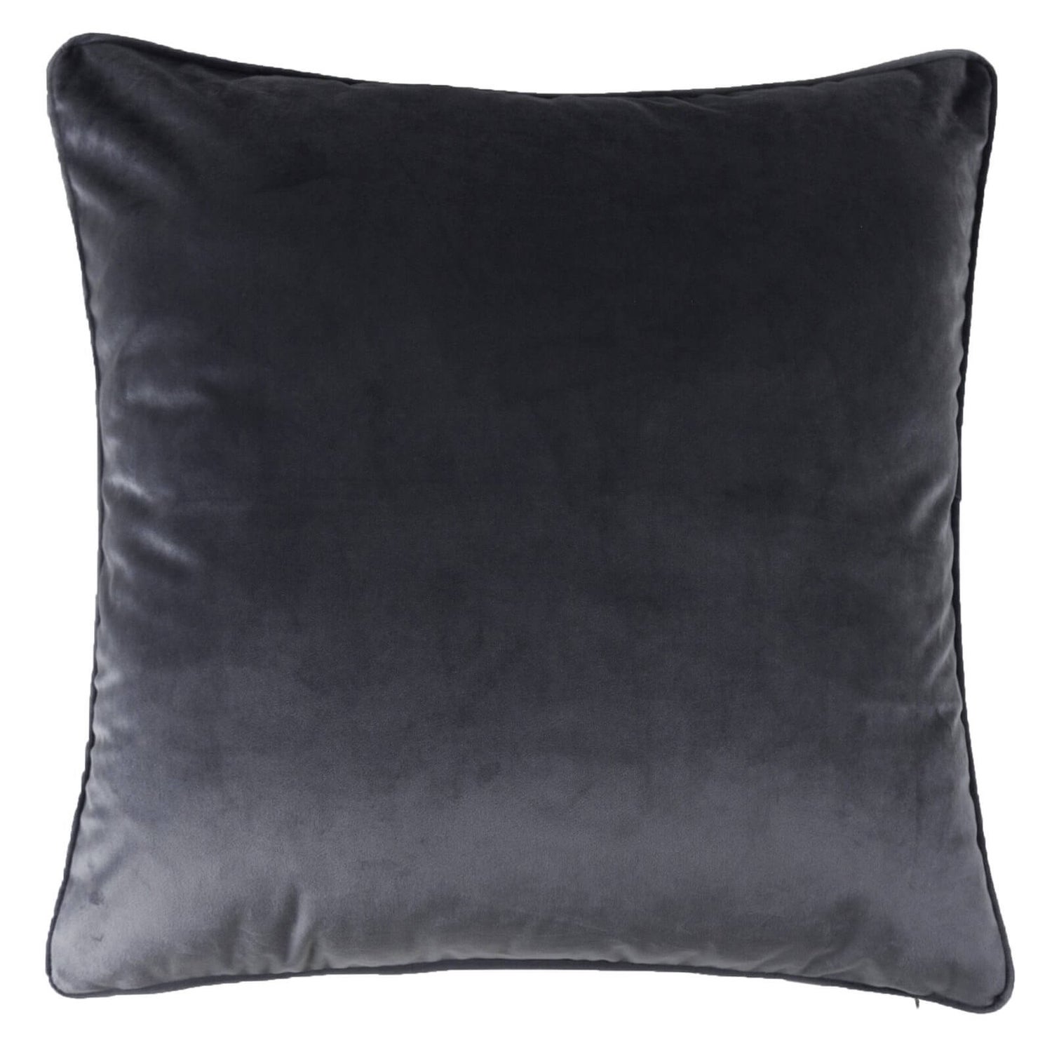 Large Plain Velvet Cushion Dark Grey 58x58cm Homebase