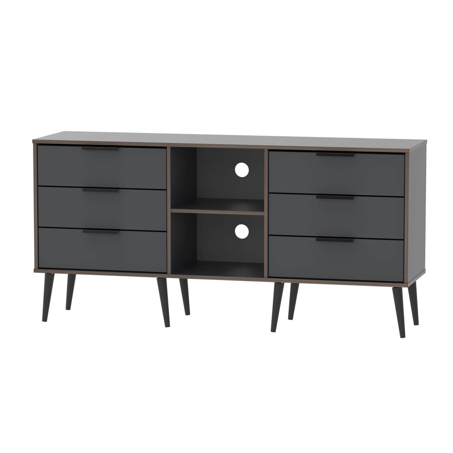 Tokyo 6 Drawer TV Unit with Legs Graphite Homebase