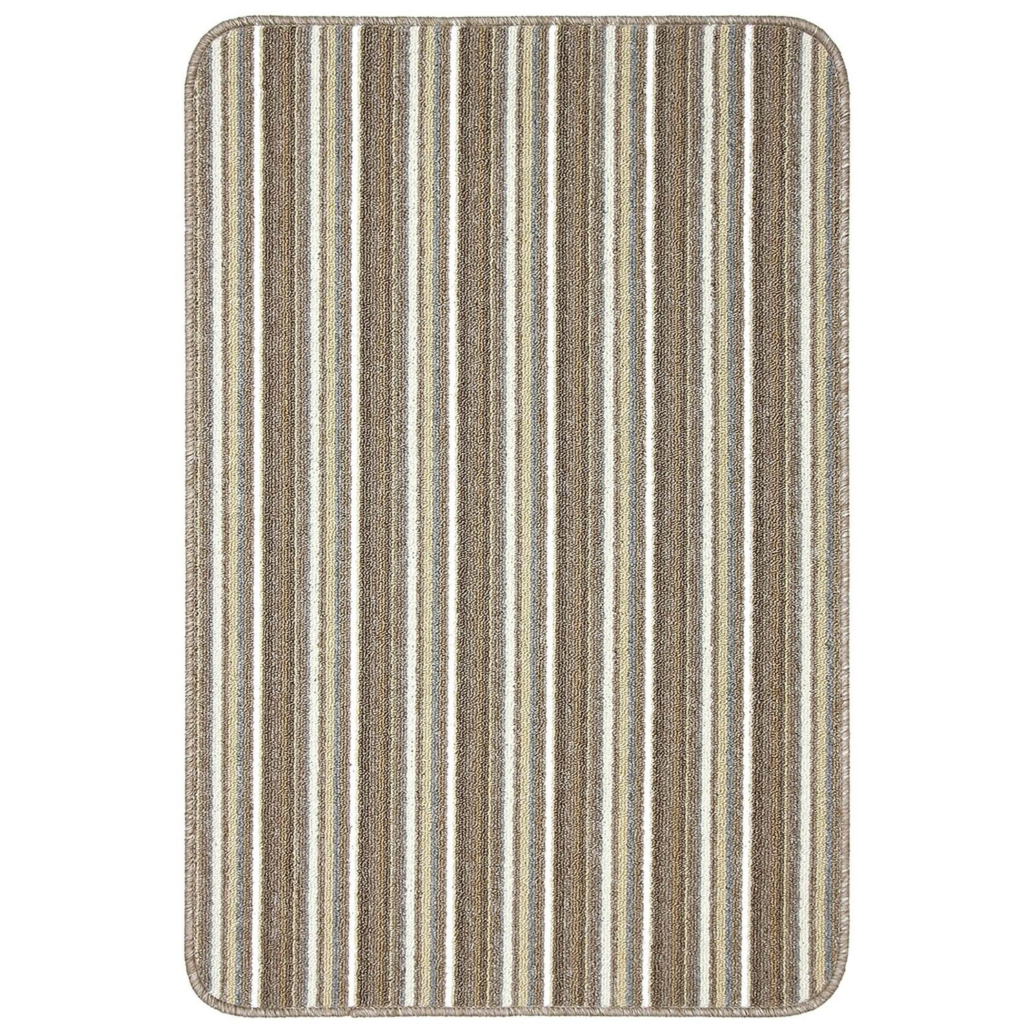 Java washable stripe mat Cream Homebase