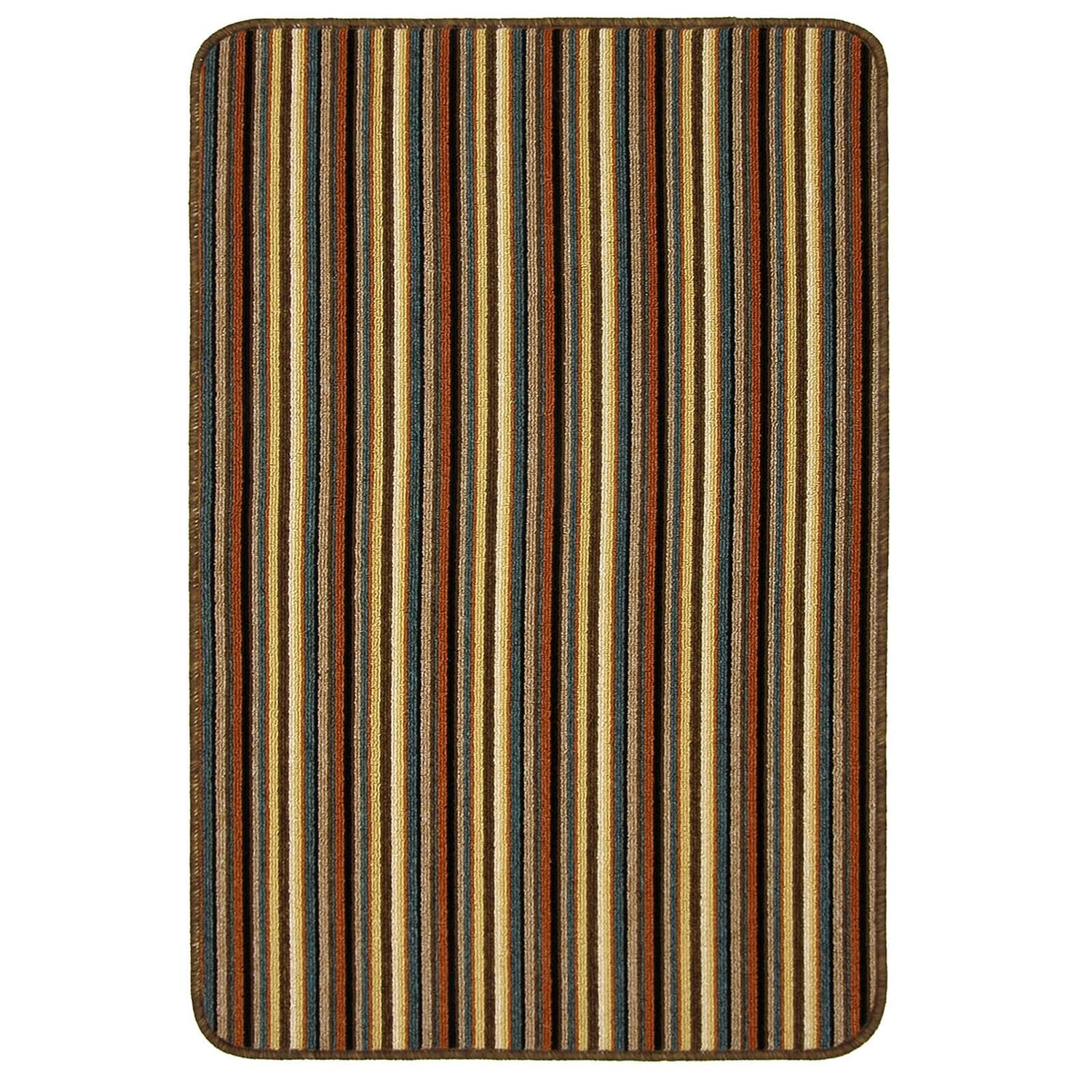 Java washable stripe mat Brown Homebase