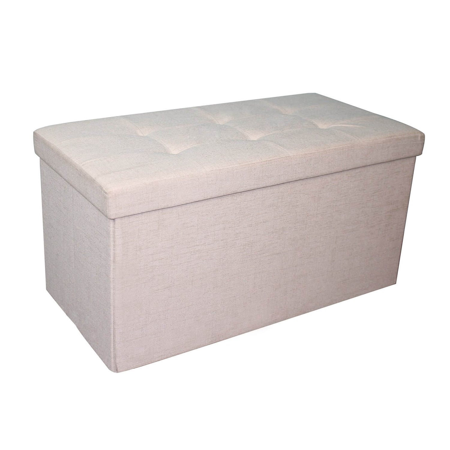 Linen Ottoman Oatmeal 40x40x80cm Homebase