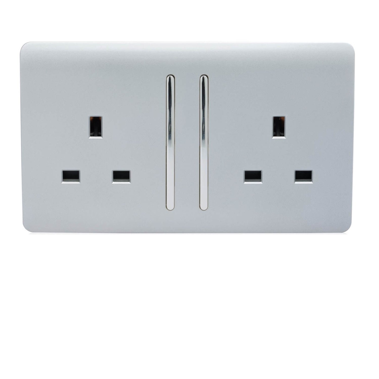 Trendi Switch 2 Gang 13 amp long switched Plug Socket in Screwless