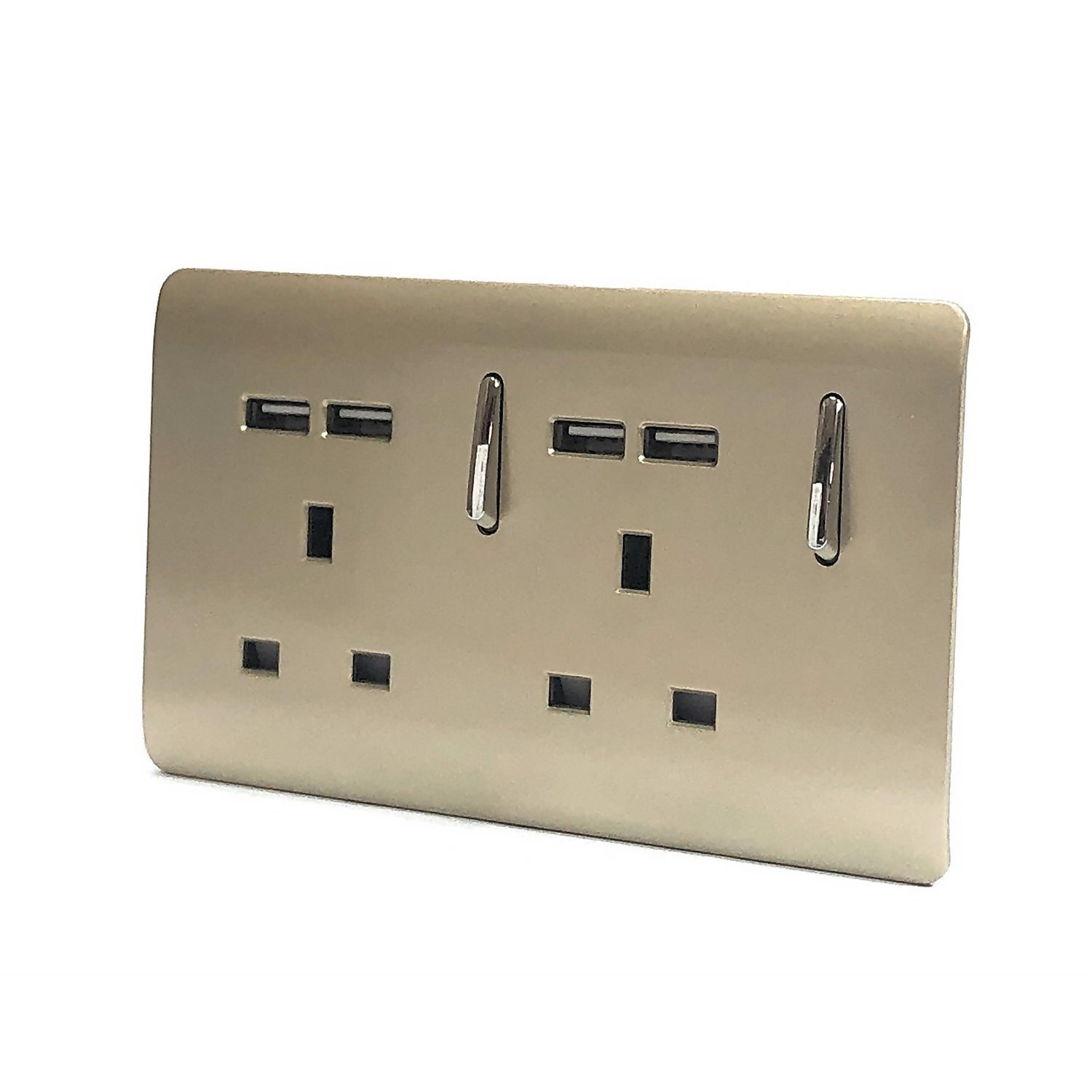 Trendi Switch 2 Gang 13 amp short switched Plug 4x USB Socket in