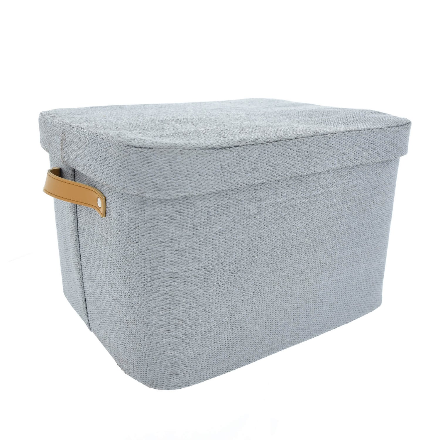 Fabric Storage Box with Faux Leather Handles Homebase