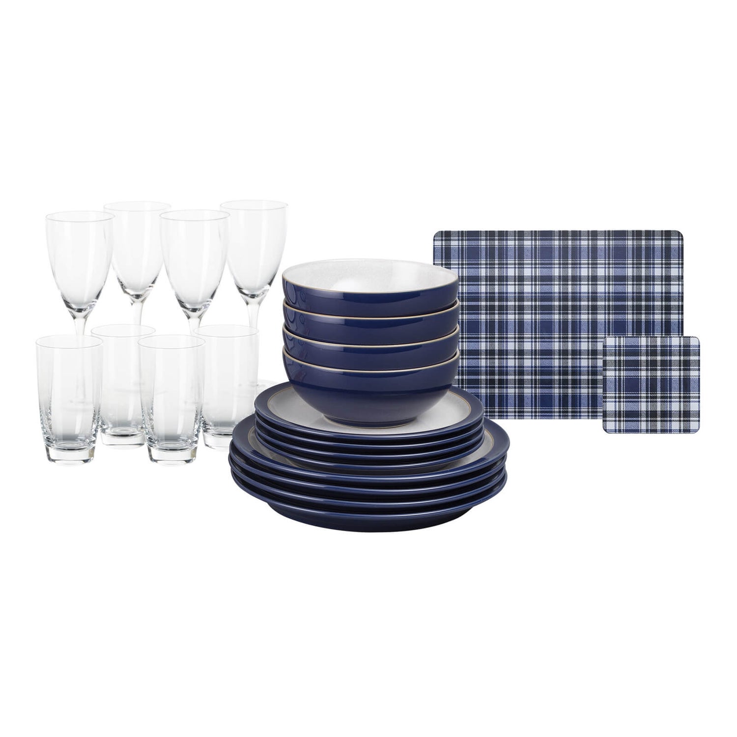 Denby Elements 32 Piece Entertaining Set Dark Blue Homebase