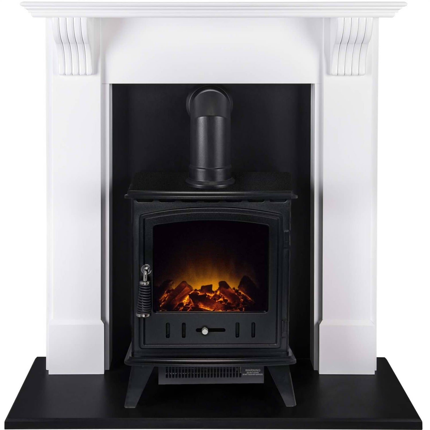 Adam Harrogate in White & Black with Aviemore Electric Stove in Black