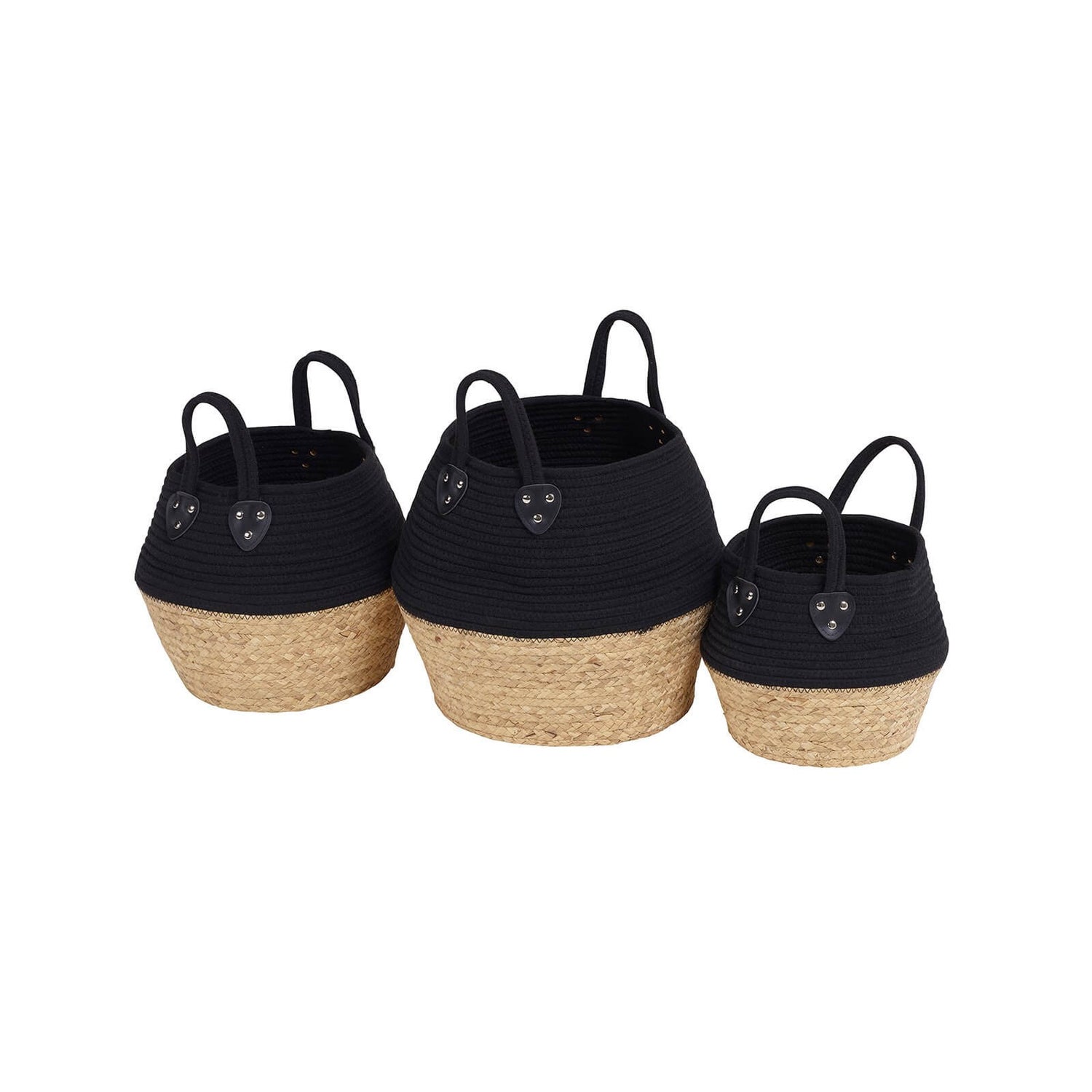 Black Rope Baskets Set of 3 Homebase