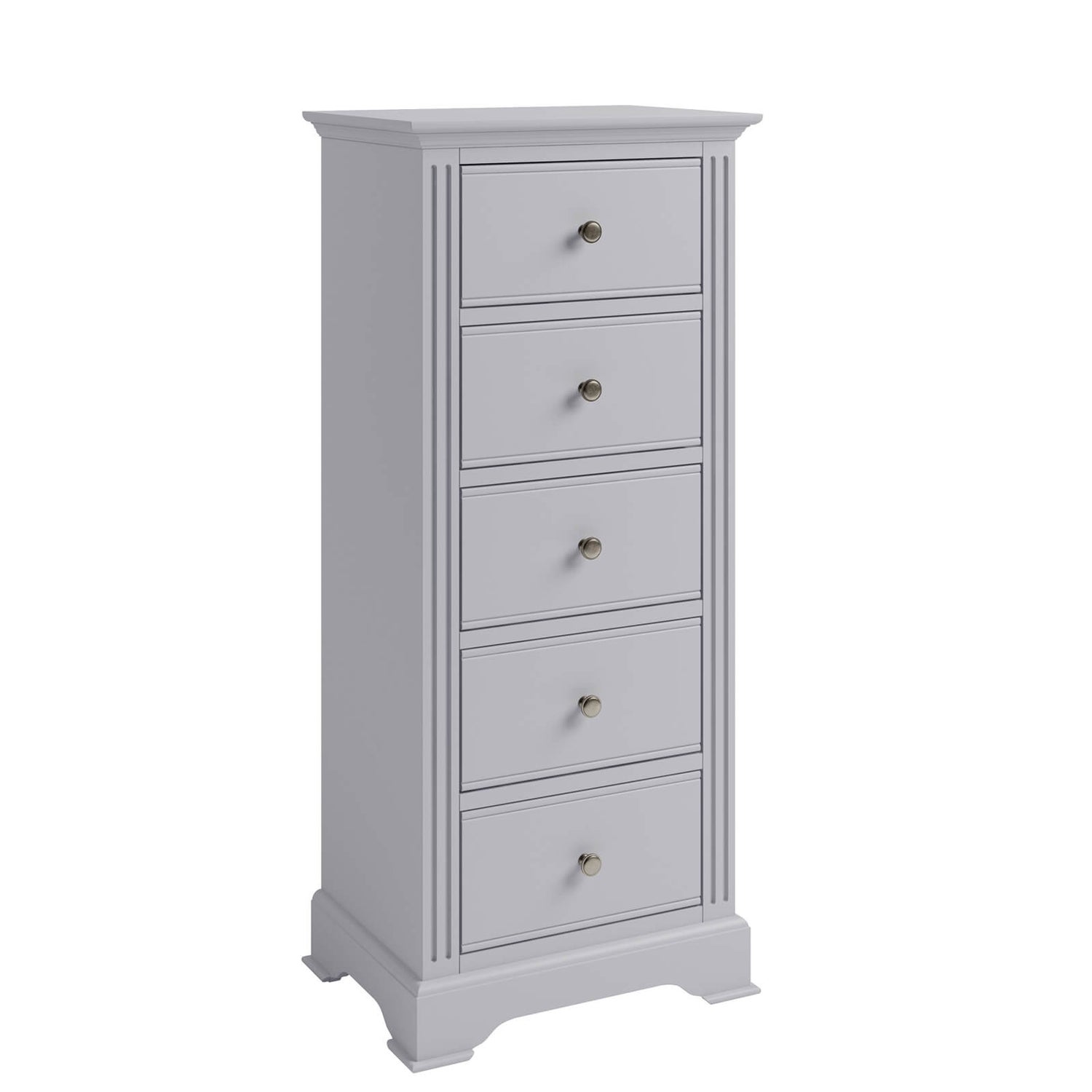 Camborne 5 Drawer Narrow Chest of Drawers Grey Homebase