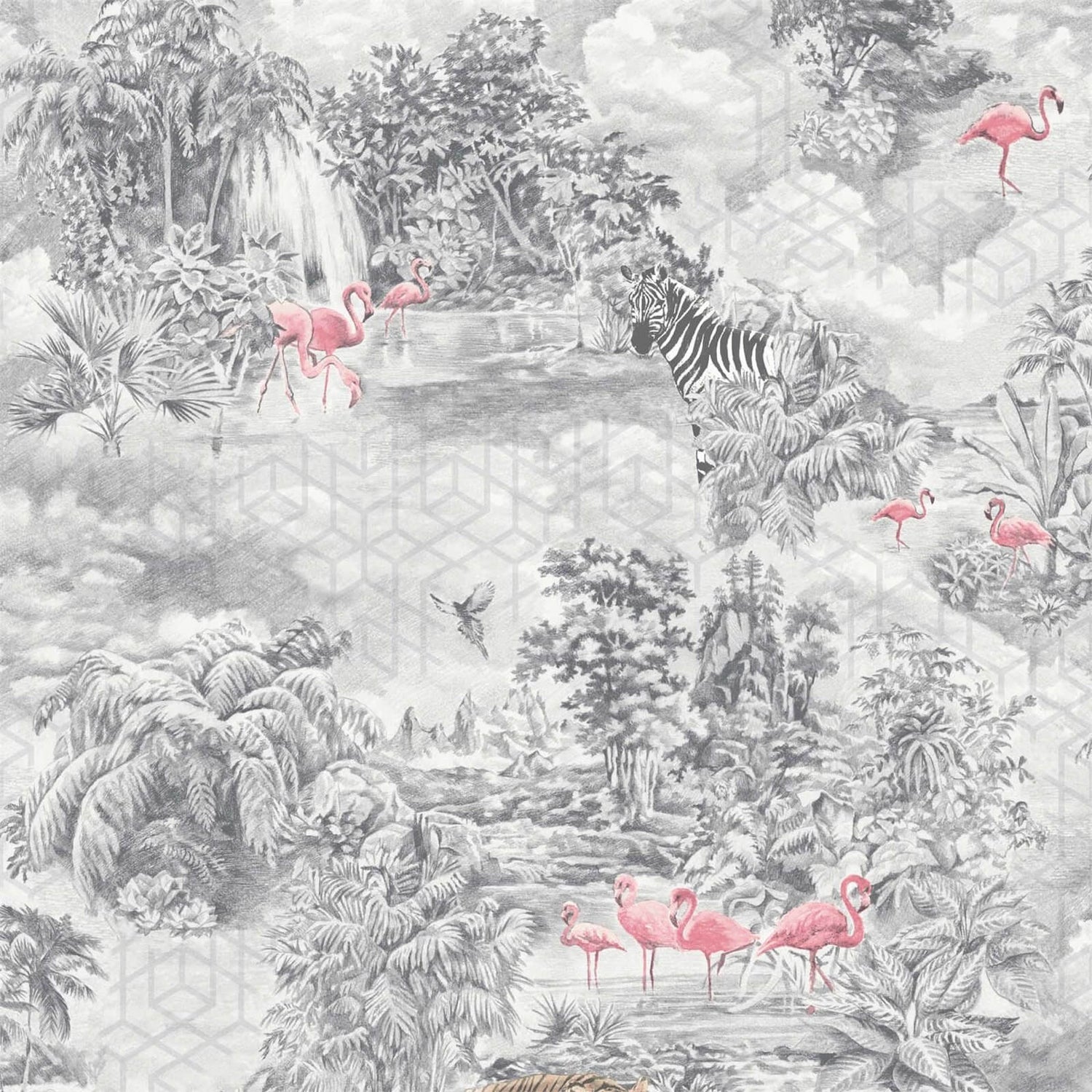 Holden Decor Mayang Jungle Smooth Metallic Grey Wallpaper Homebase