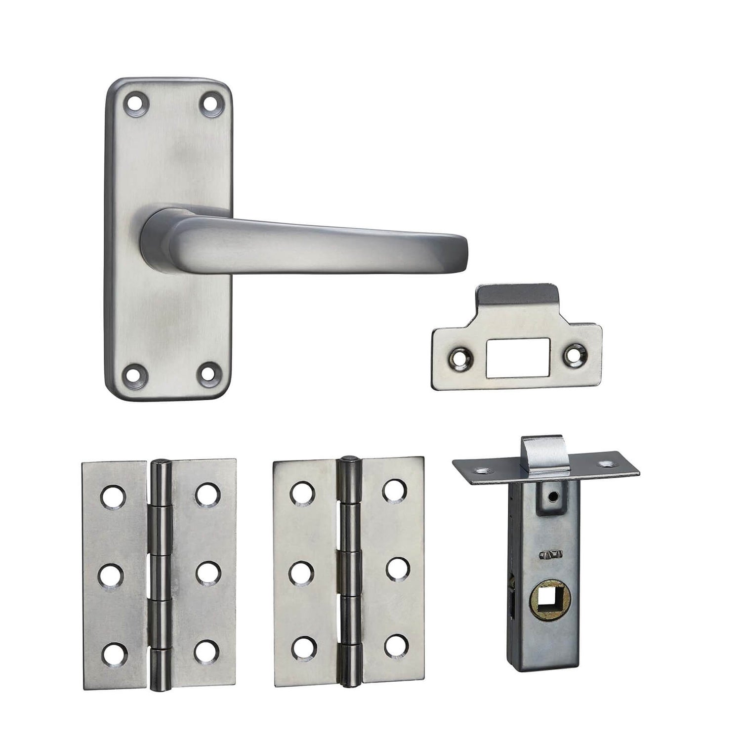 Homebuild Short Backplate Internal Door Pack Brushed Aluminium Homebase