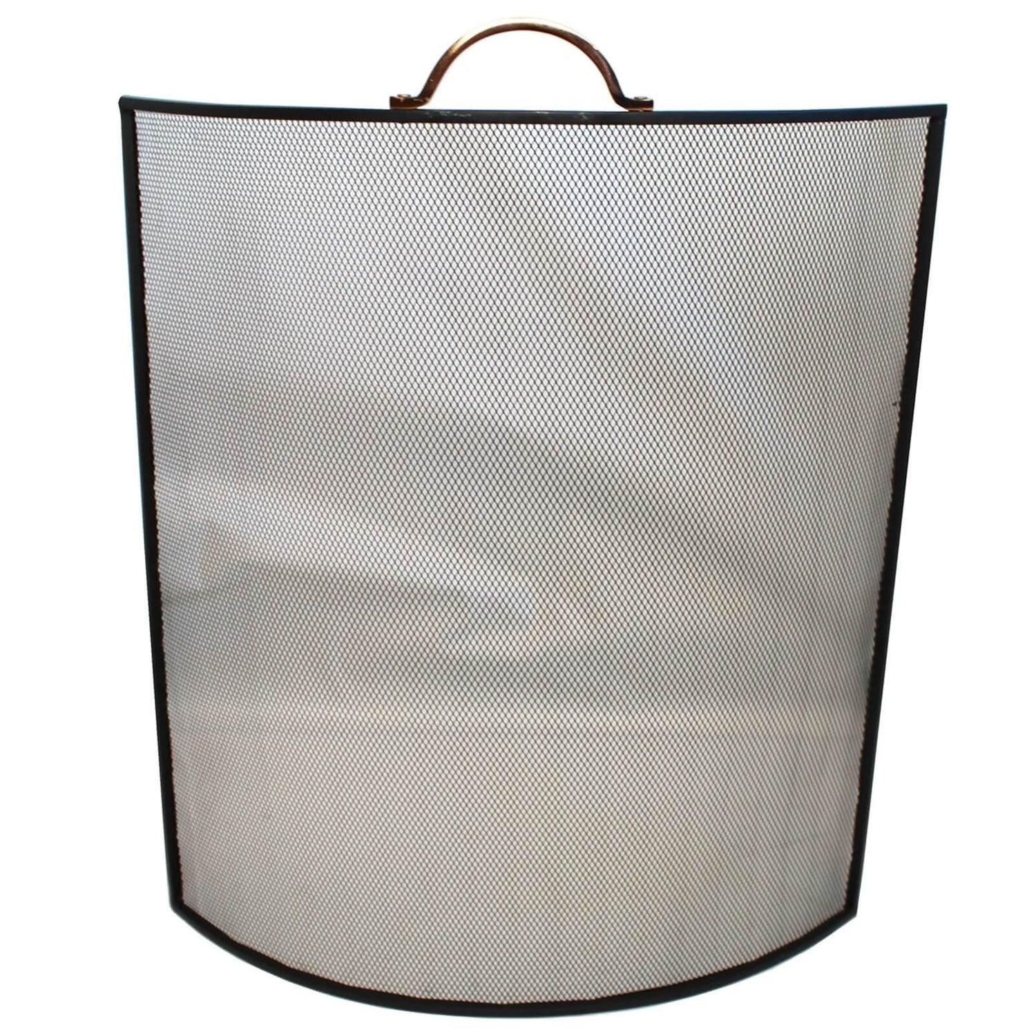 Black Curved Fire Screen Copper Handles Homebase