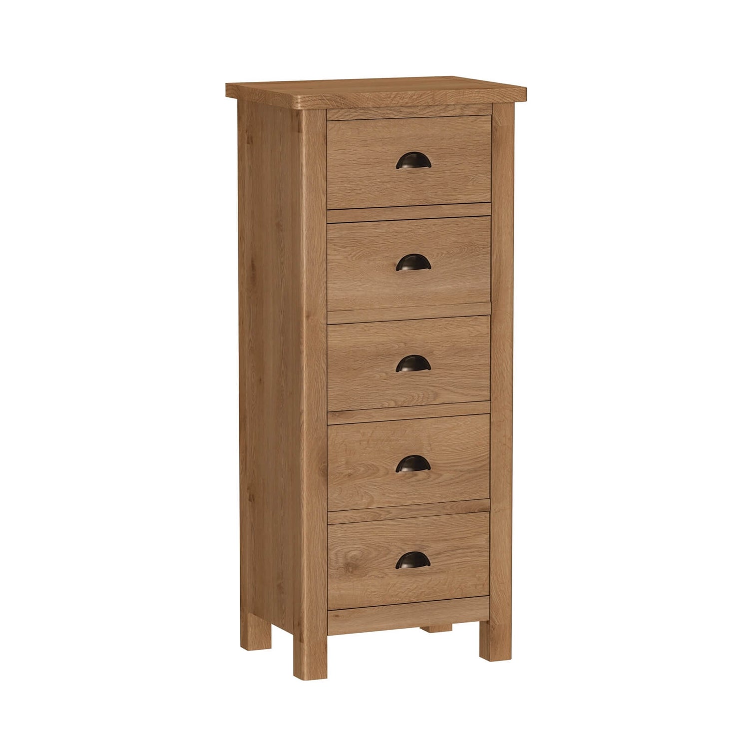 Newlyn 5 Drawer Narrow Chest of Drawers Oak Homebase