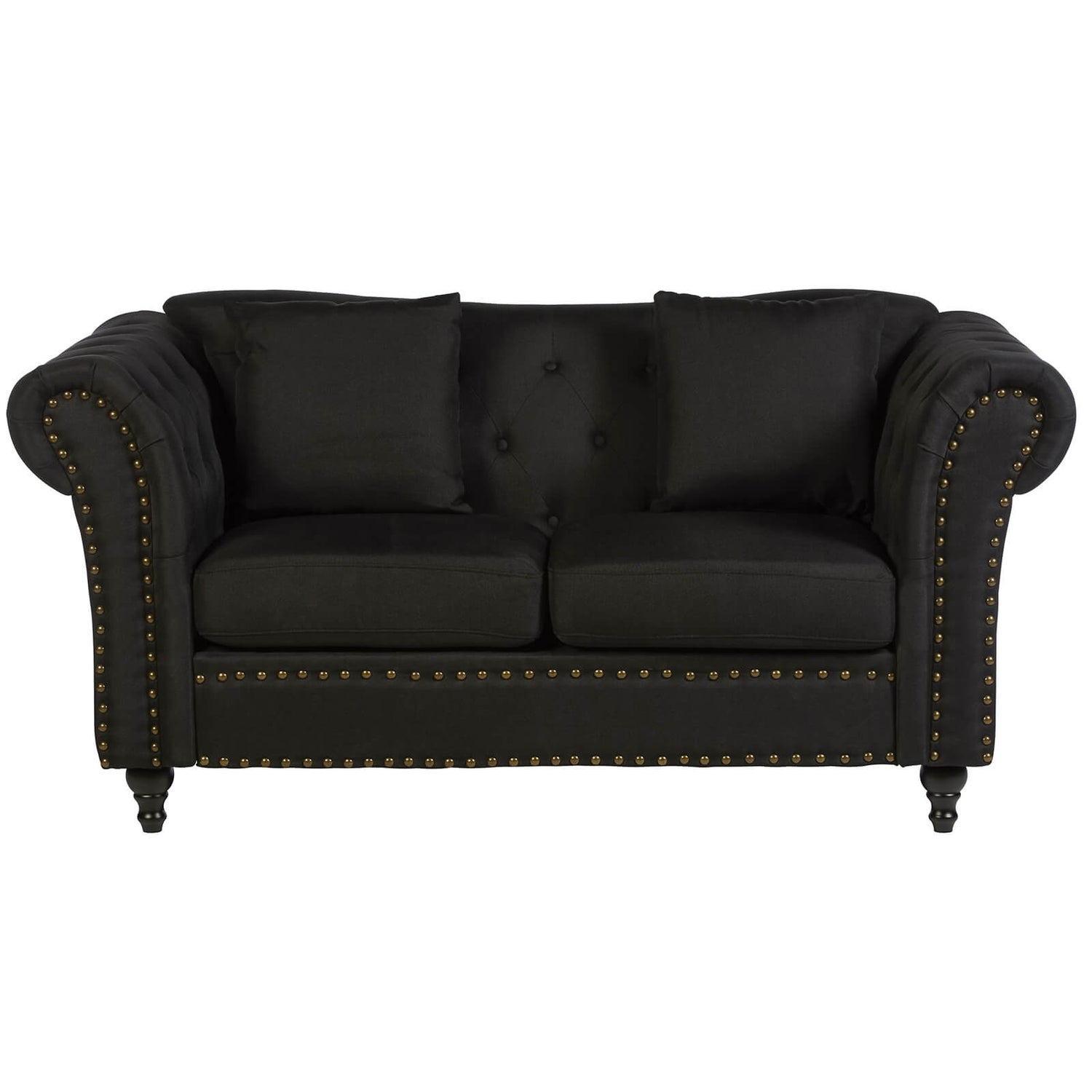 Fable 2 Seat Chesterfield Sofa Black Homebase