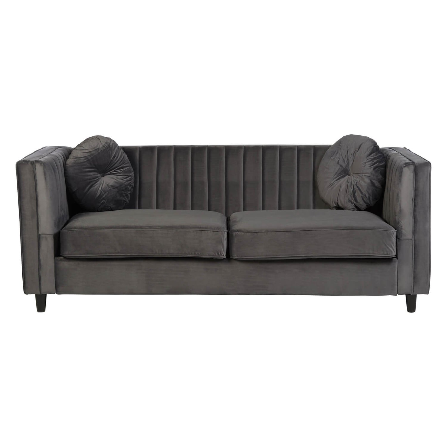 Farah 3 Seat Velvet Sofa Grey Homebase