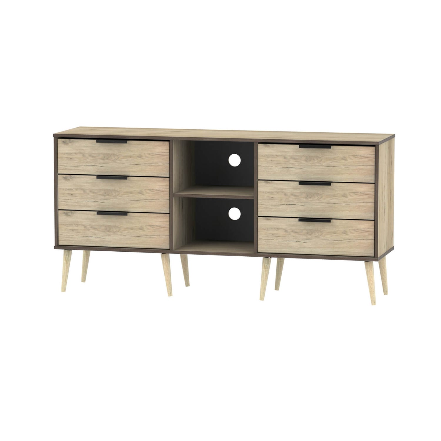 Tokyo 6 Drawer TV Unit with Legs Oak Homebase