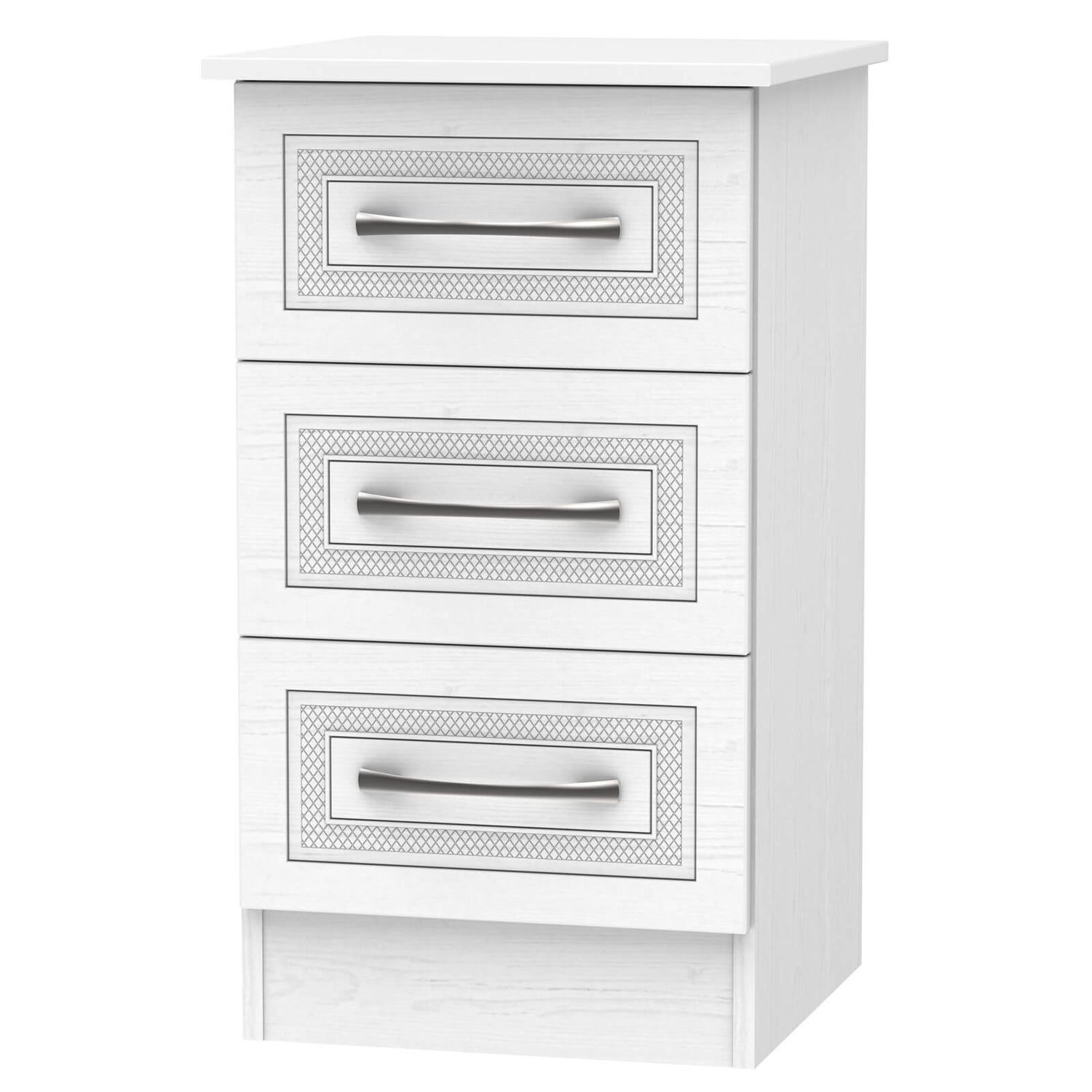 Milton 3 Drawer Bedside Table White Homebase
