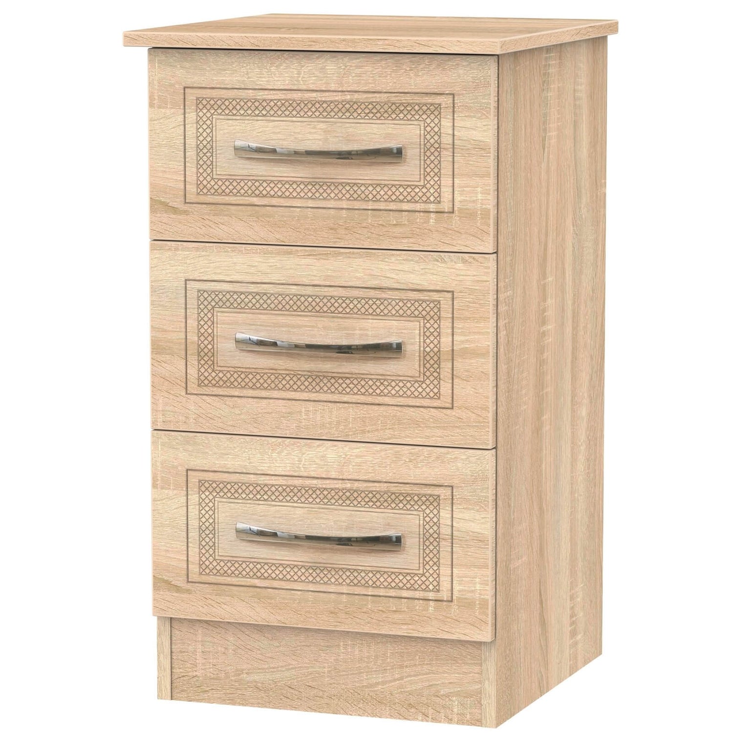 Milton 3 Drawer Bedside Table Oak Homebase