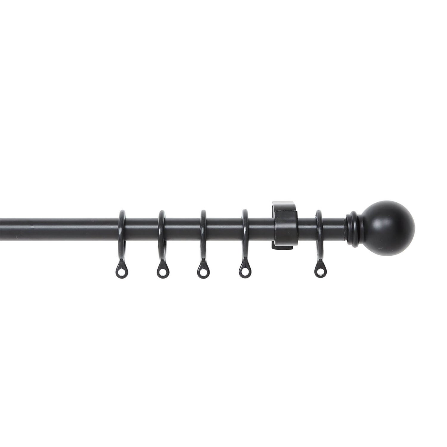 Extendable Ball Finial Curtain Pole Black 1.22m (13/16mm) Homebase