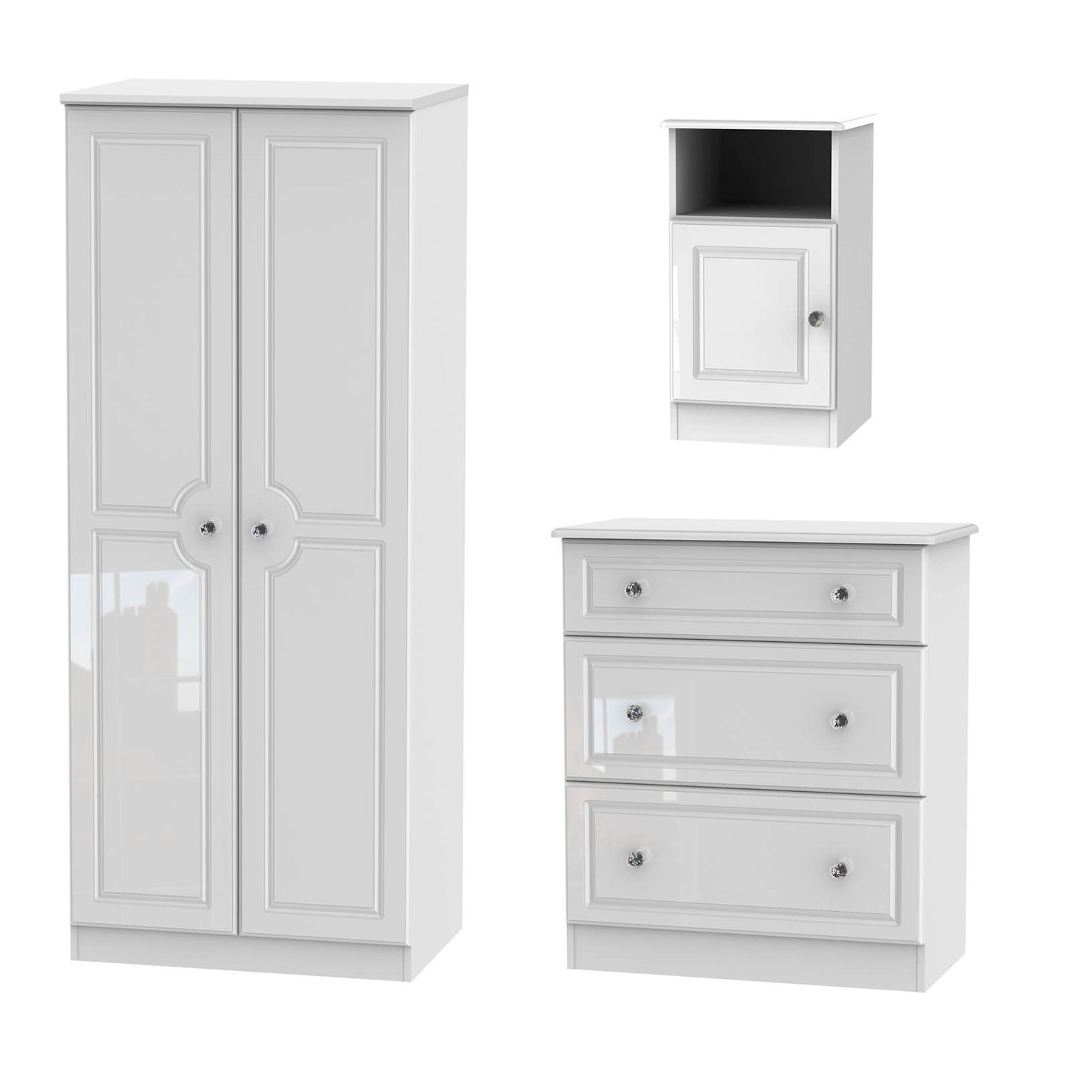 Stonehaven 3 Piece Bedroom Furniture Set - White | Homebase