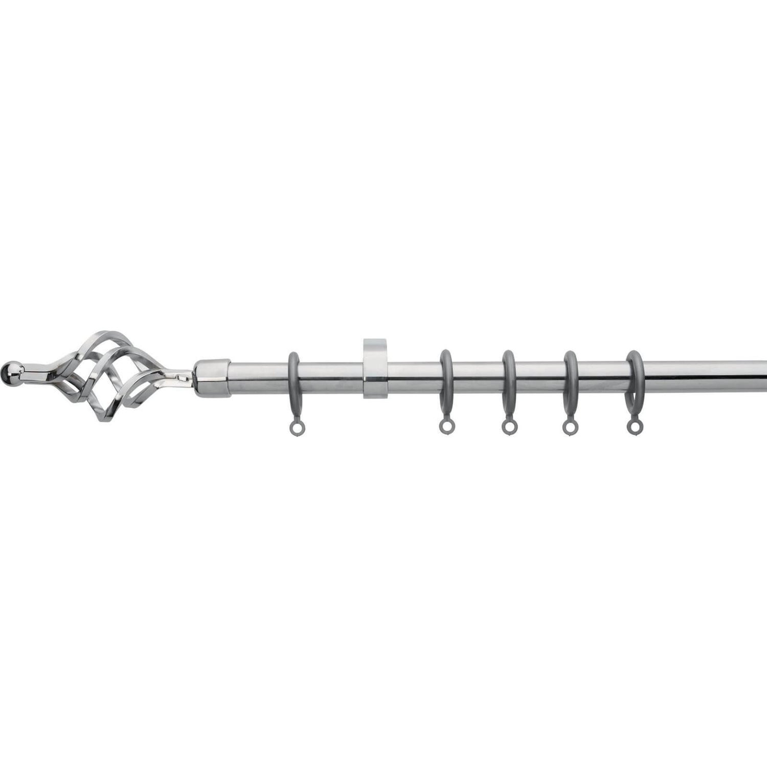 Extendable Cage Finial Curtain Pole Chrome 1.73m (16/19mm) Homebase