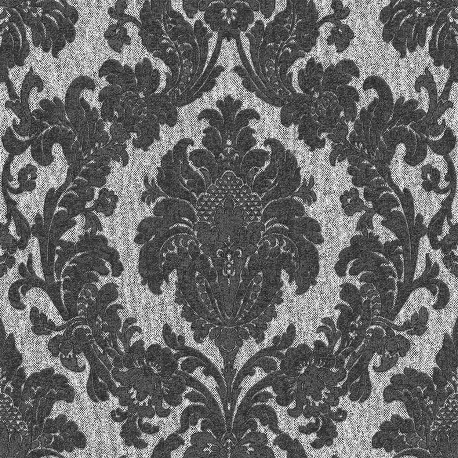 Belgravia Decor San Remo Damask Embossed Metallic Black Wallpaper