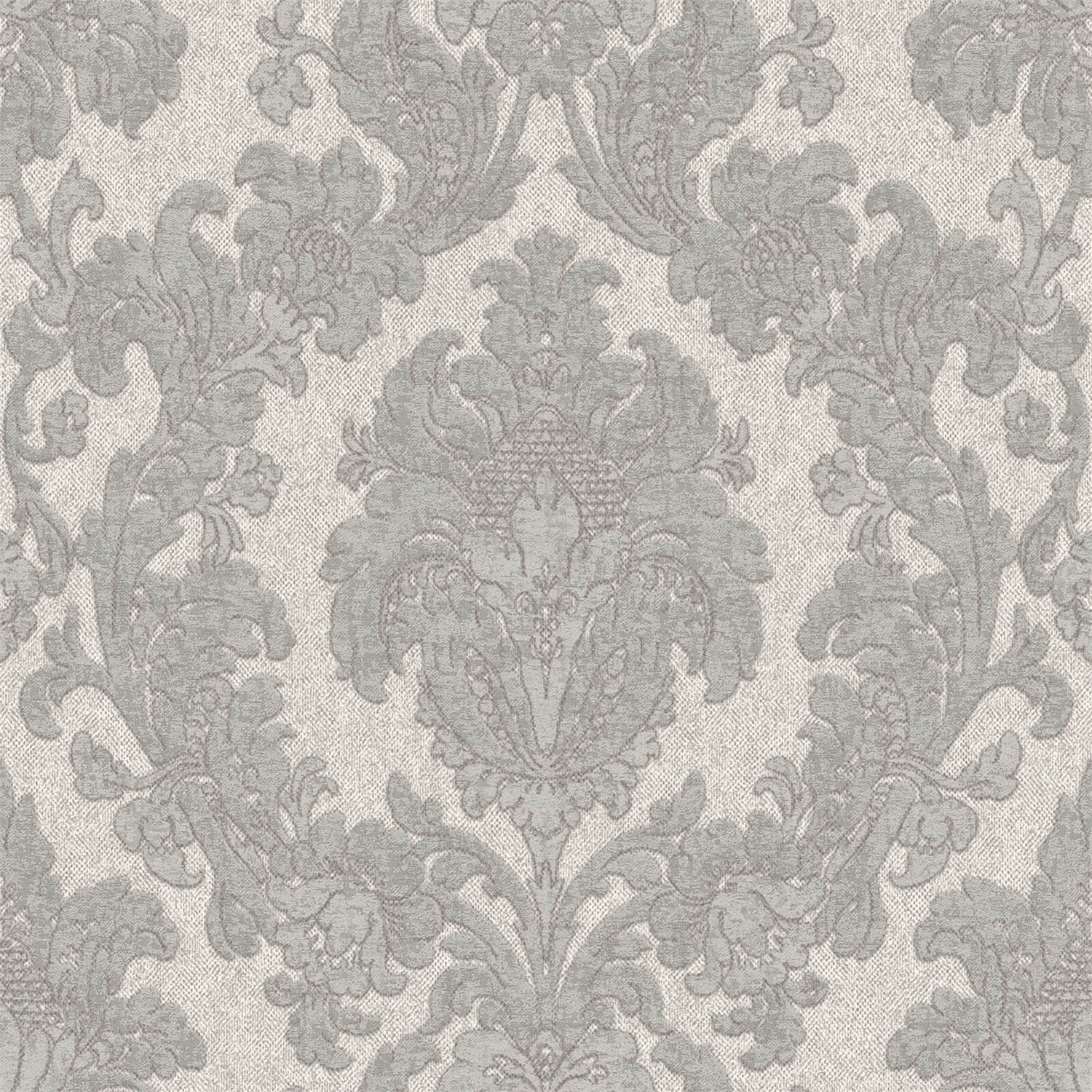 Belgravia Decor San Remo Damask Embossed Metallic Smoke Grey Wallpaper