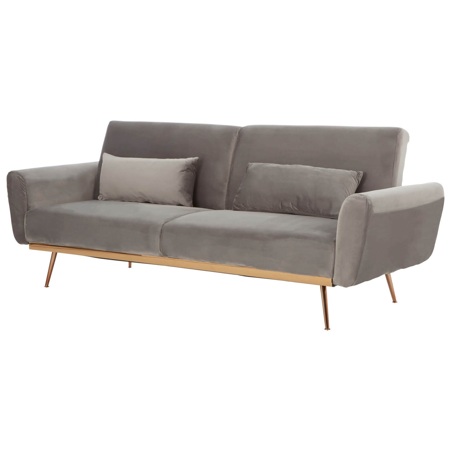 Houston Sofa Bed Grey Velvet Homebase