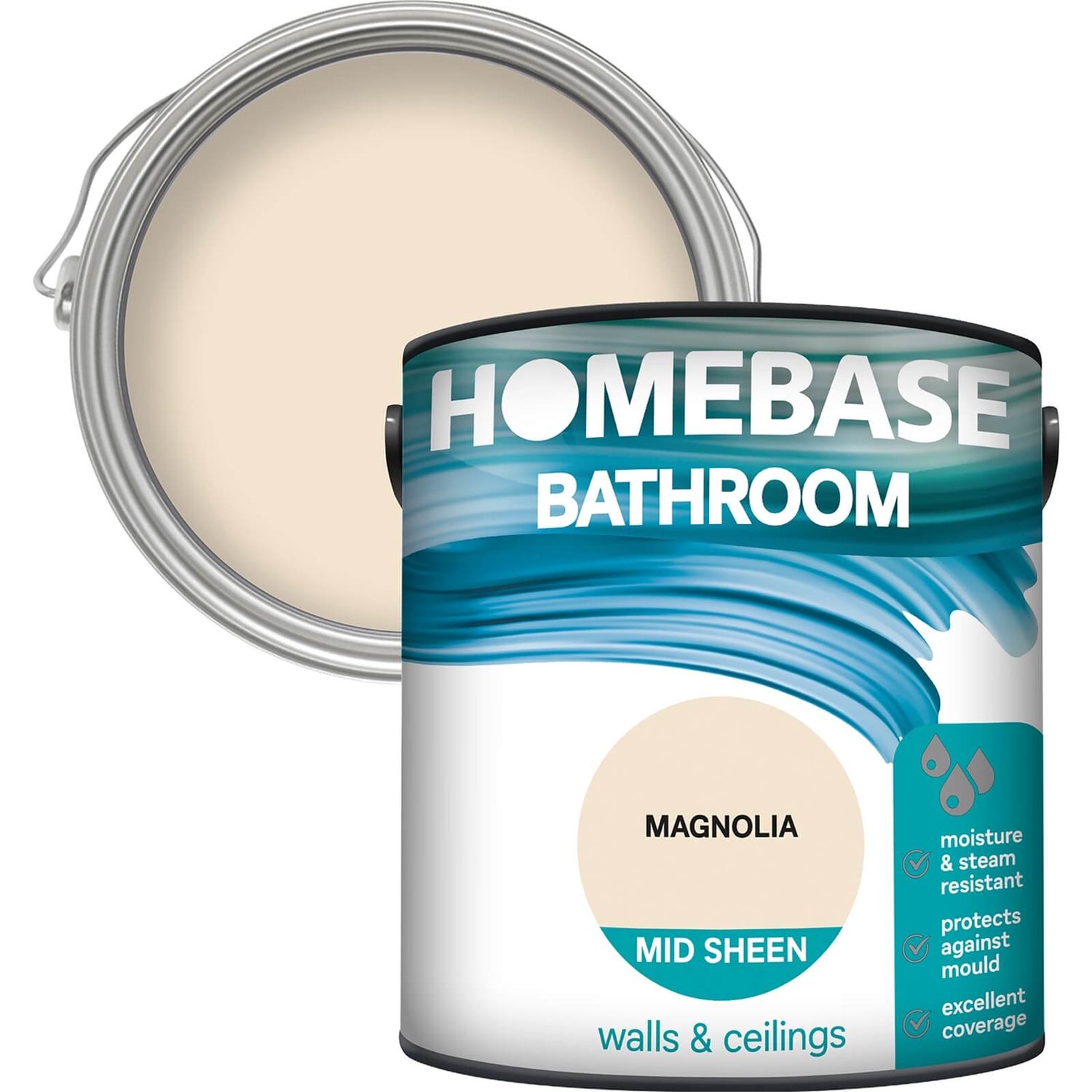 Homebase Bathroom Mid Sheen Paint Magnolia 2.5L Homebase