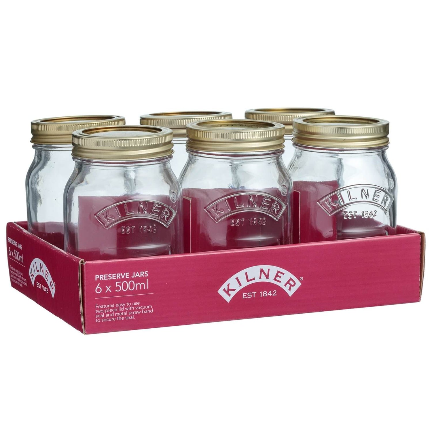 Kilner Screw Top Round Jars Pack of 6 500ml Homebase