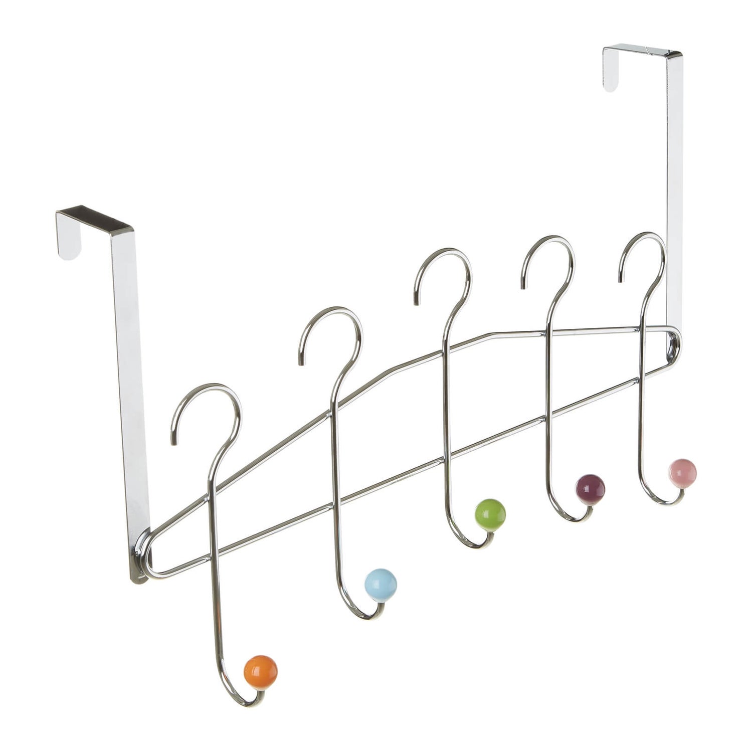 Hook Over Door Multicoloured 5 Hook Hanger Homebase