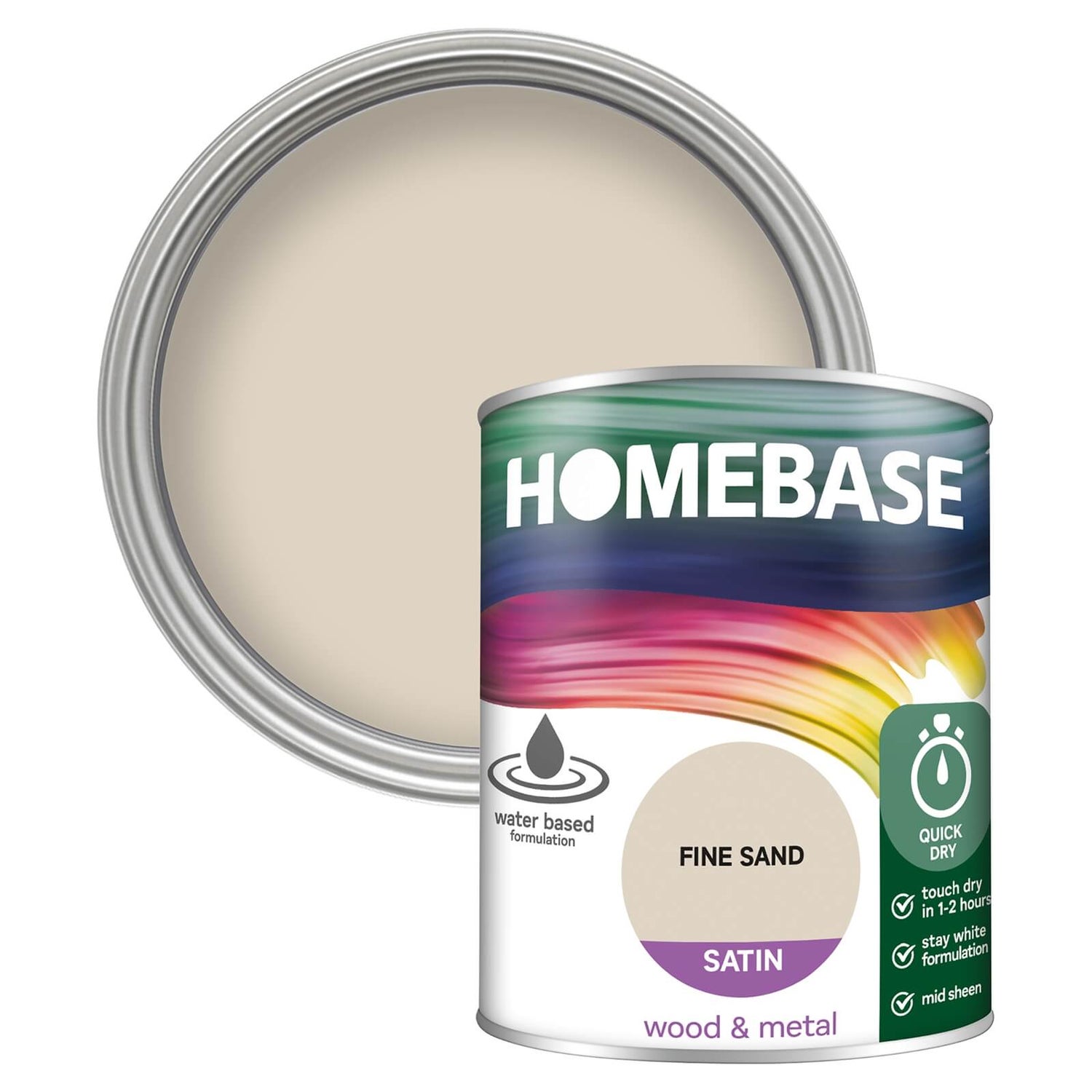 Homebase Interior Quick Dry Satin Paint Fine Sand 750ml Homebase