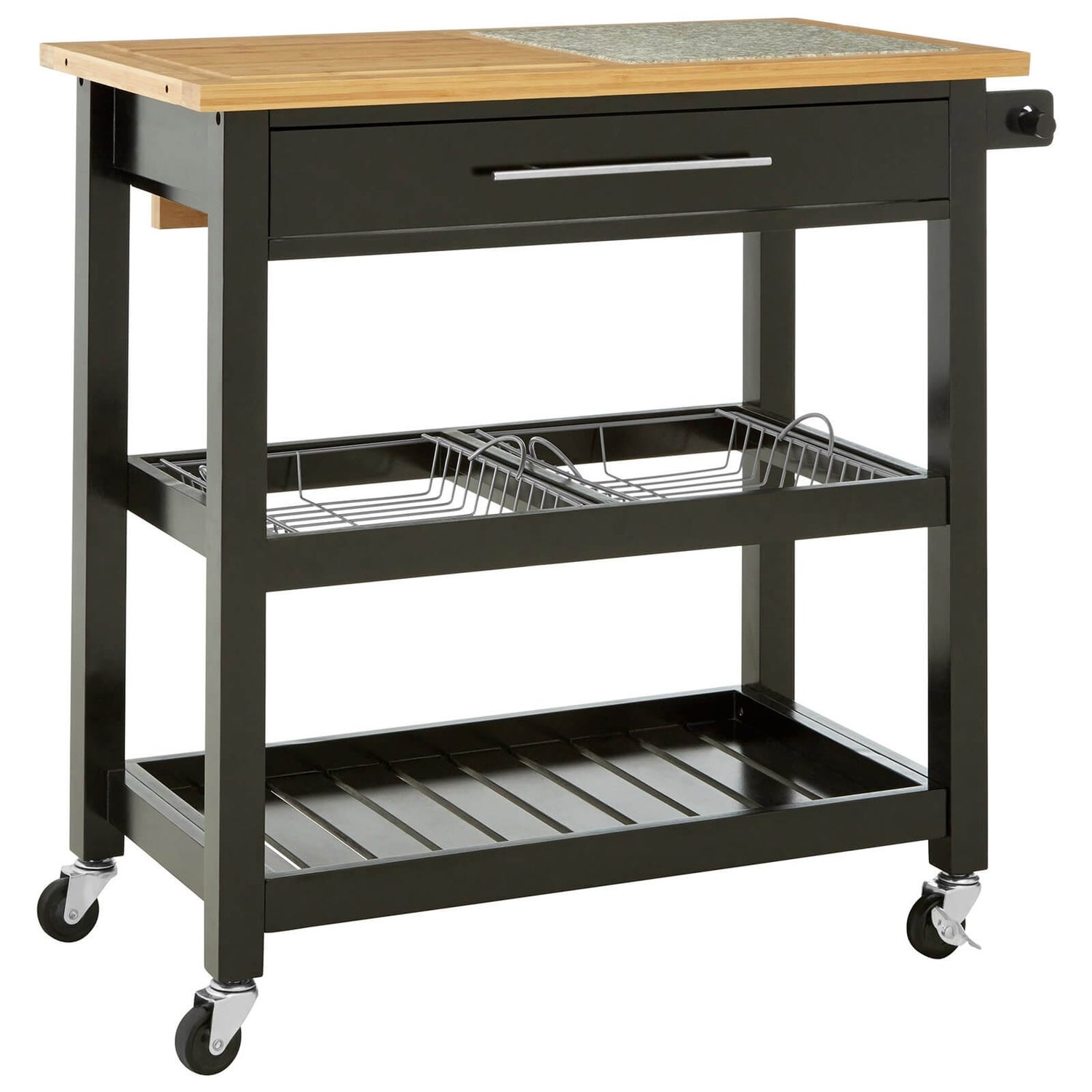 Wide Kitchen Trolley with Granite Top Homebase