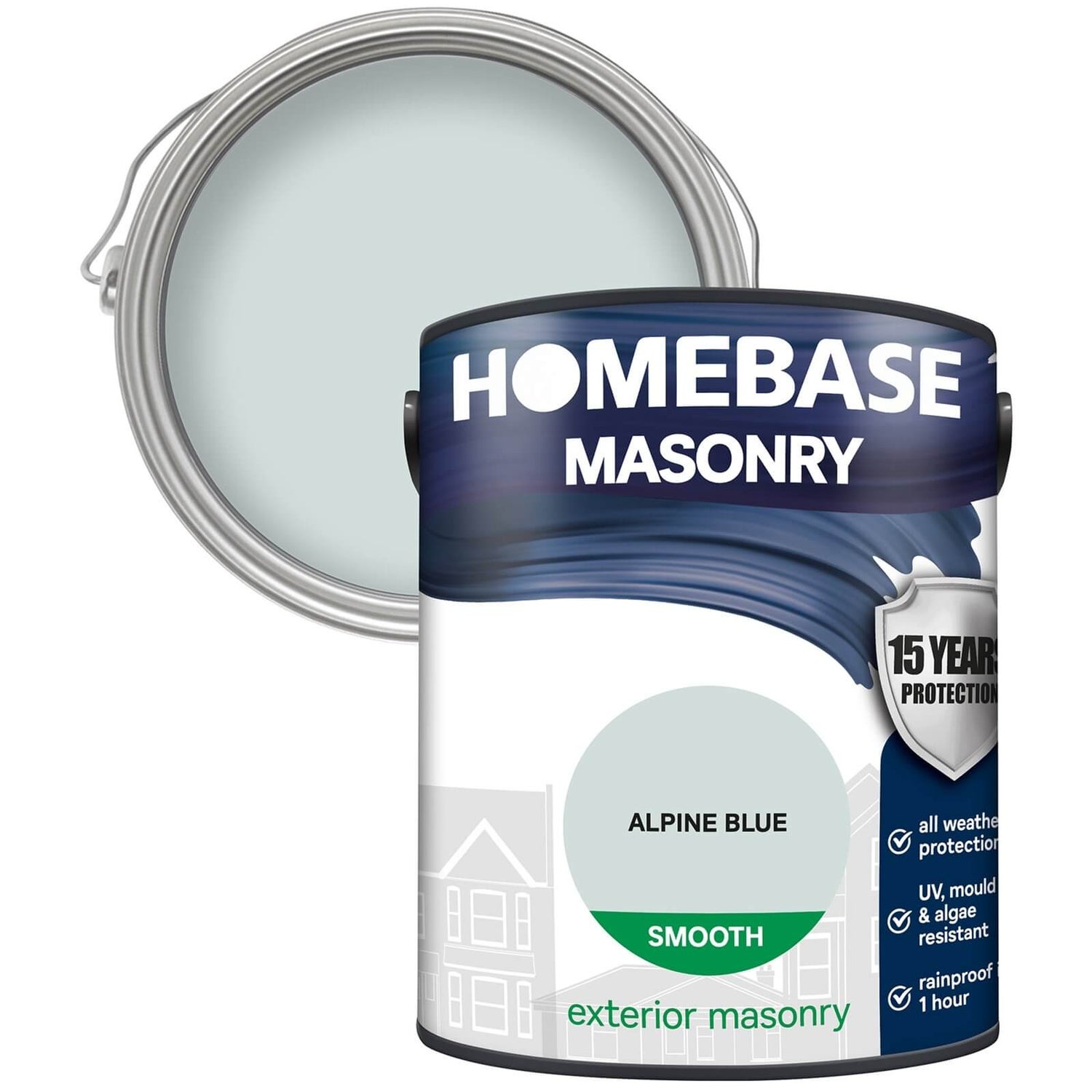Homebase Smooth Masonry Paint Alpine Blue 5L Homebase Homebase Smooth Masonry Paint Alpine Blue 5L Homebase