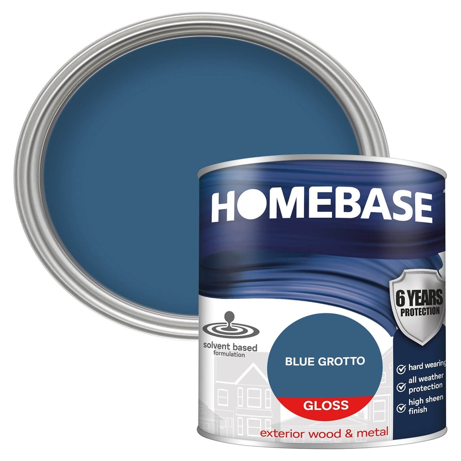 Homebase Exterior Gloss Paint Blue Grotto 750ml Homebase