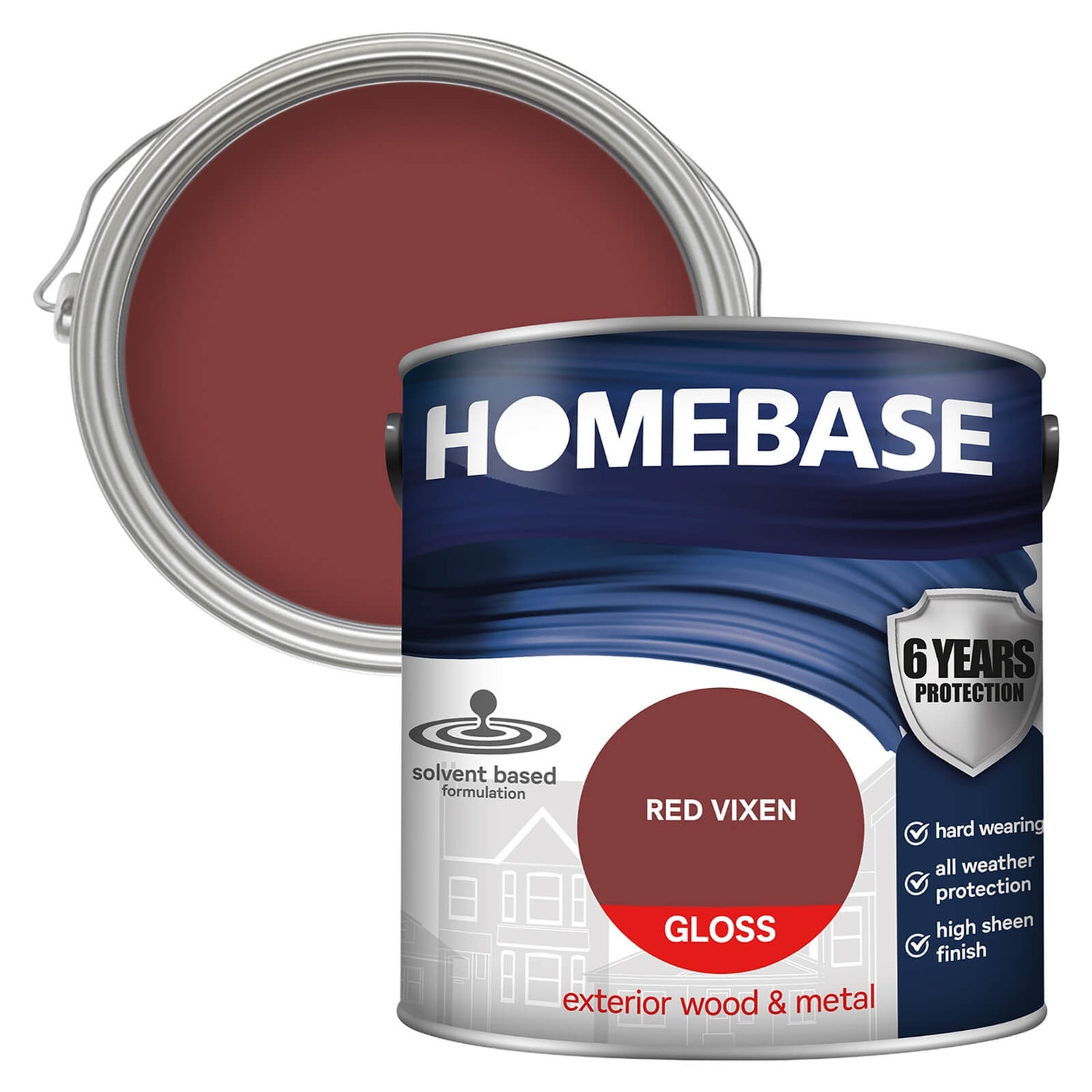 Homebase Exterior Gloss Paint Red Vixen 2.5L Homebase