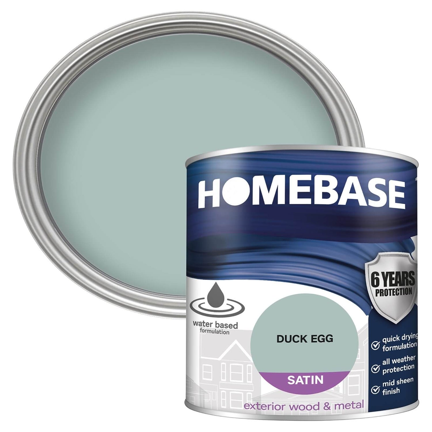 Homebase Exterior Satin Paint Duck Egg 750ml Homebase